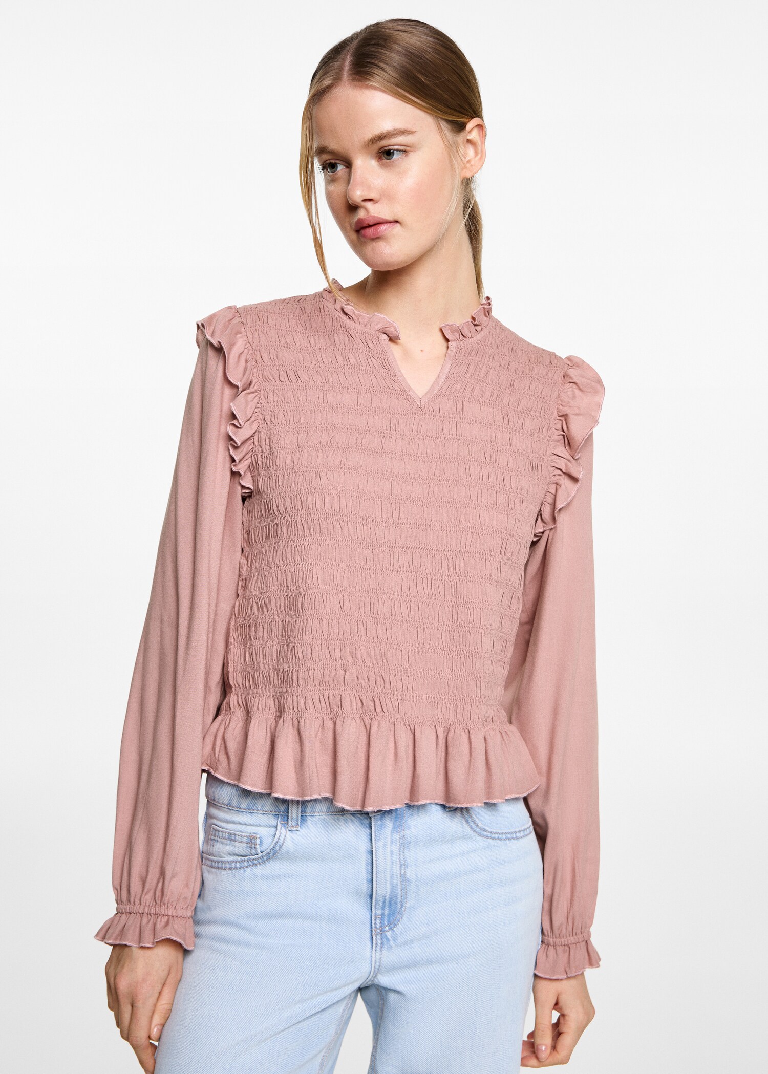 Ruched blouse with ruffles - Medium plane