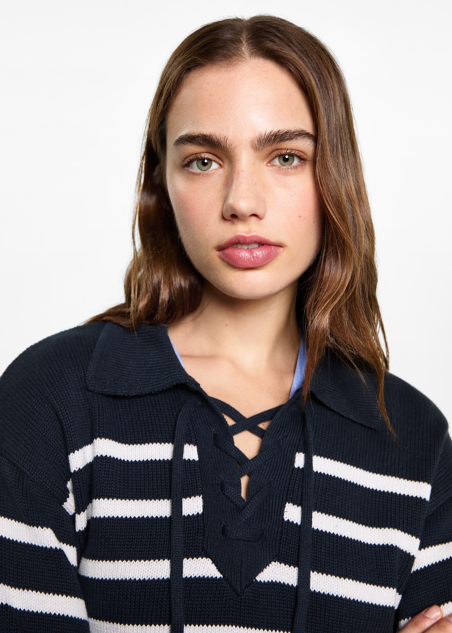 Striped polo-neck sweater - Details of the article 1