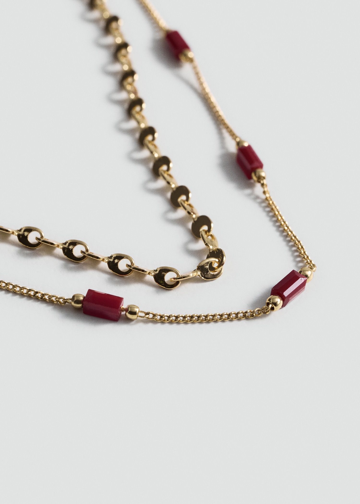 Double-chain crystal necklace - Medium plane