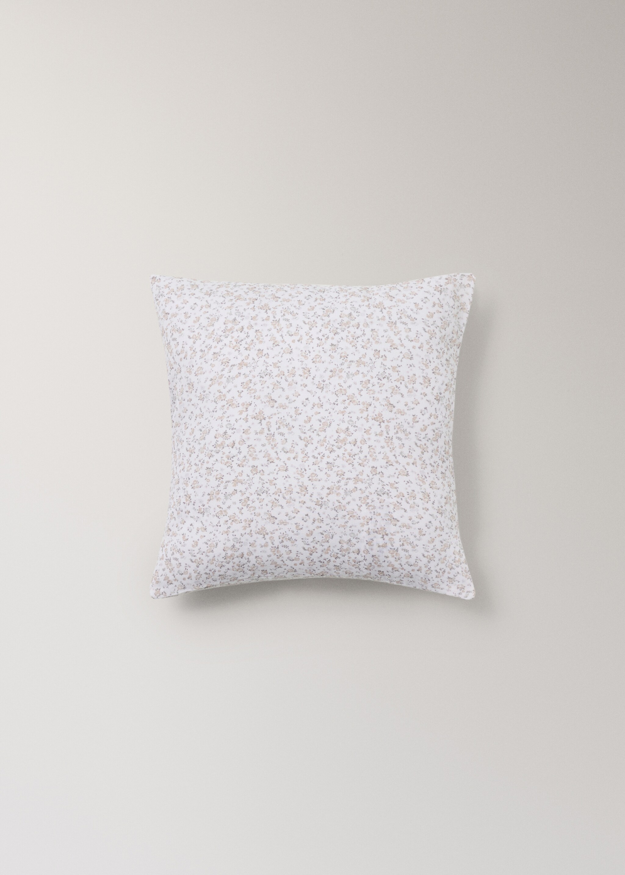 Cotton floral-print children’s cushion cover 40x40 cm - Article without model, Beige. Ref: 87042547-00.