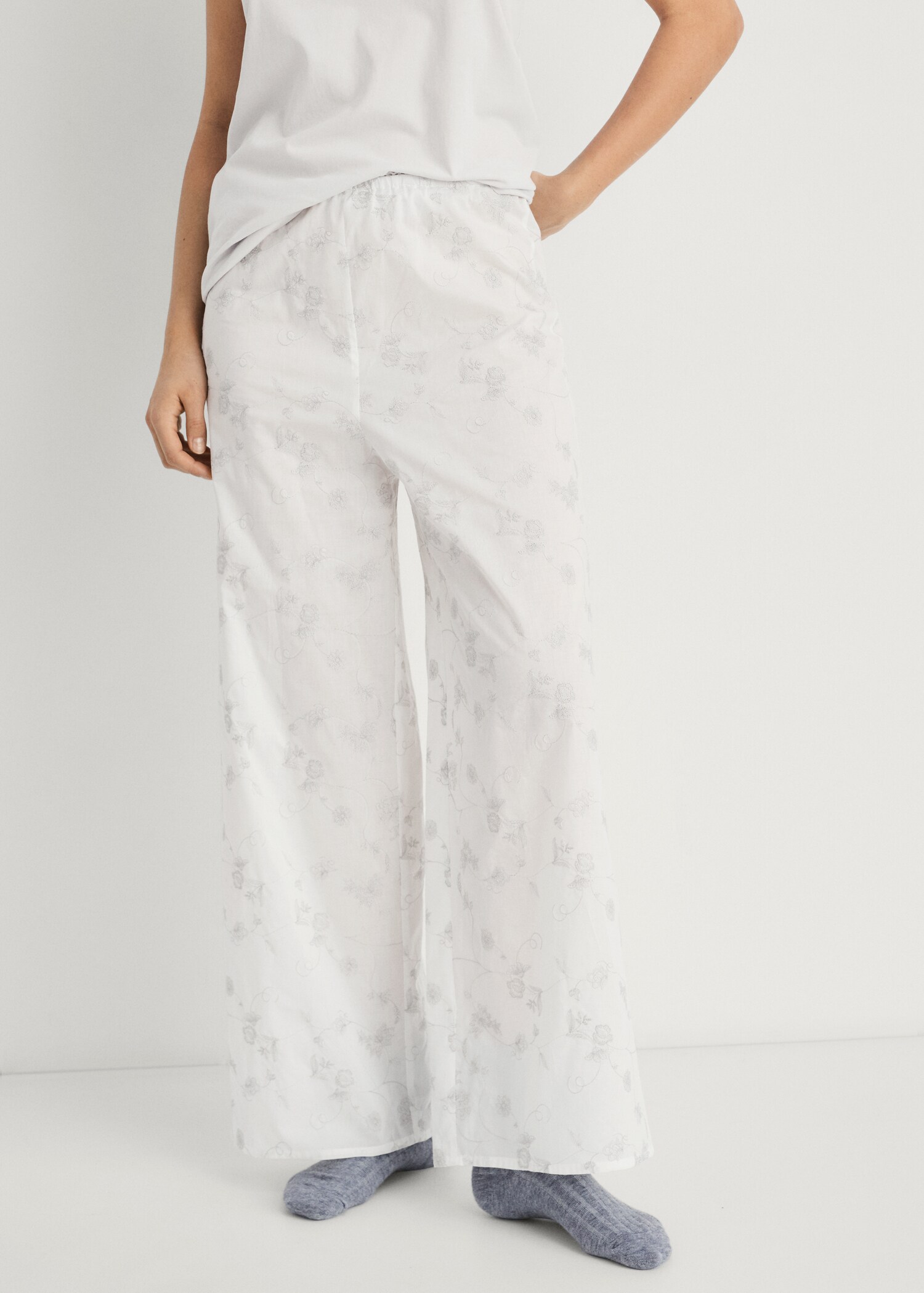 İşlemeli pijama pantolon - Orta plan