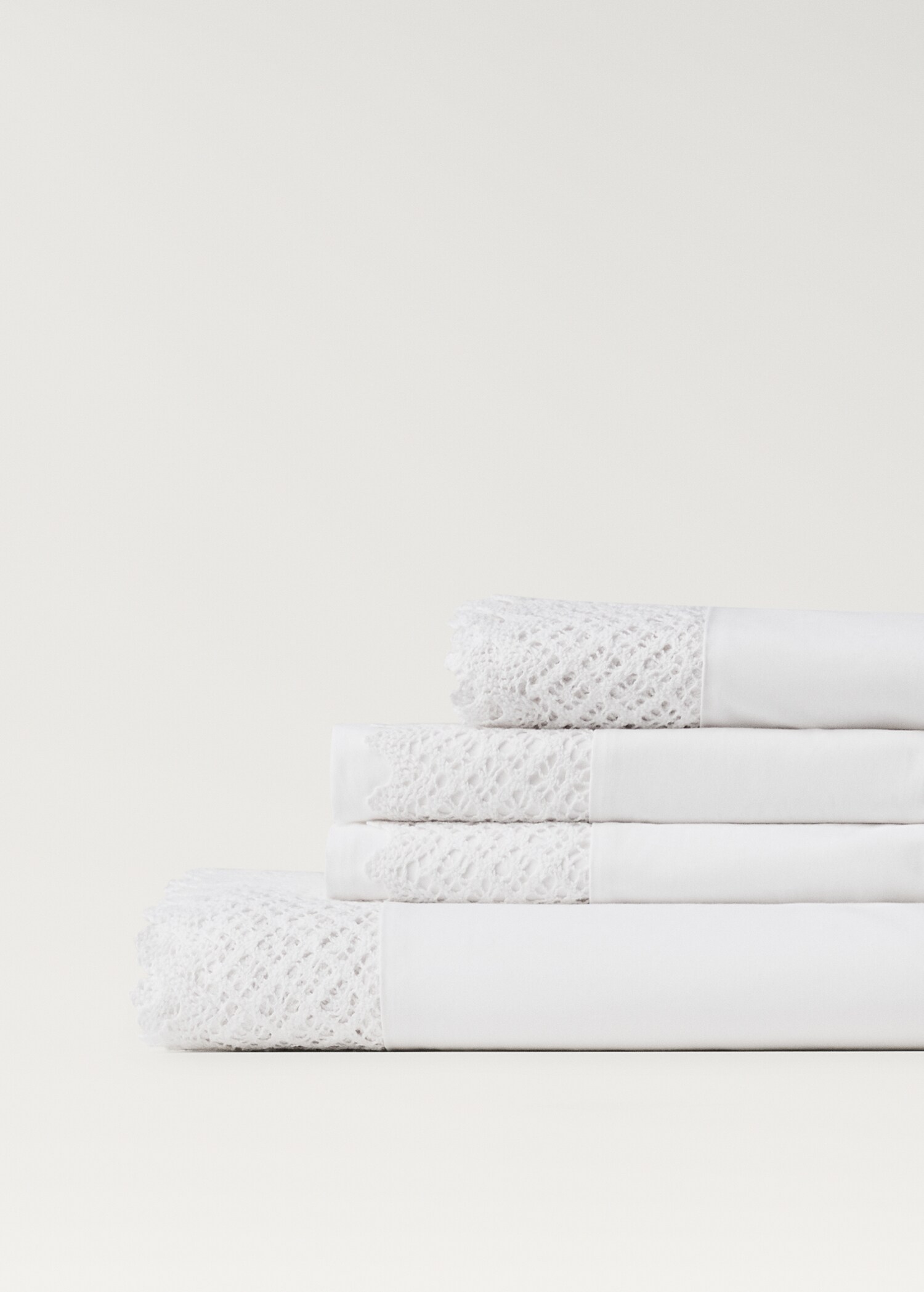 Cotton percale lace top sheet for 150/160 cm bed - Details of the article 1
