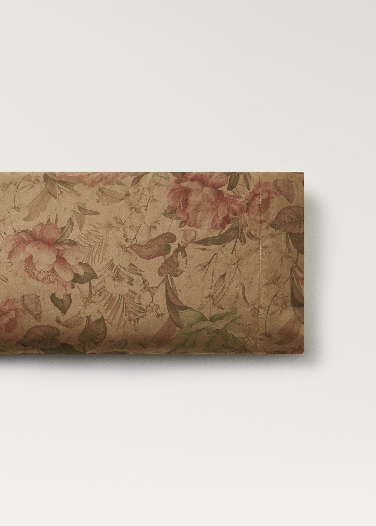 Cotton percale floral-print pillowcase 45x110cm - Article without model