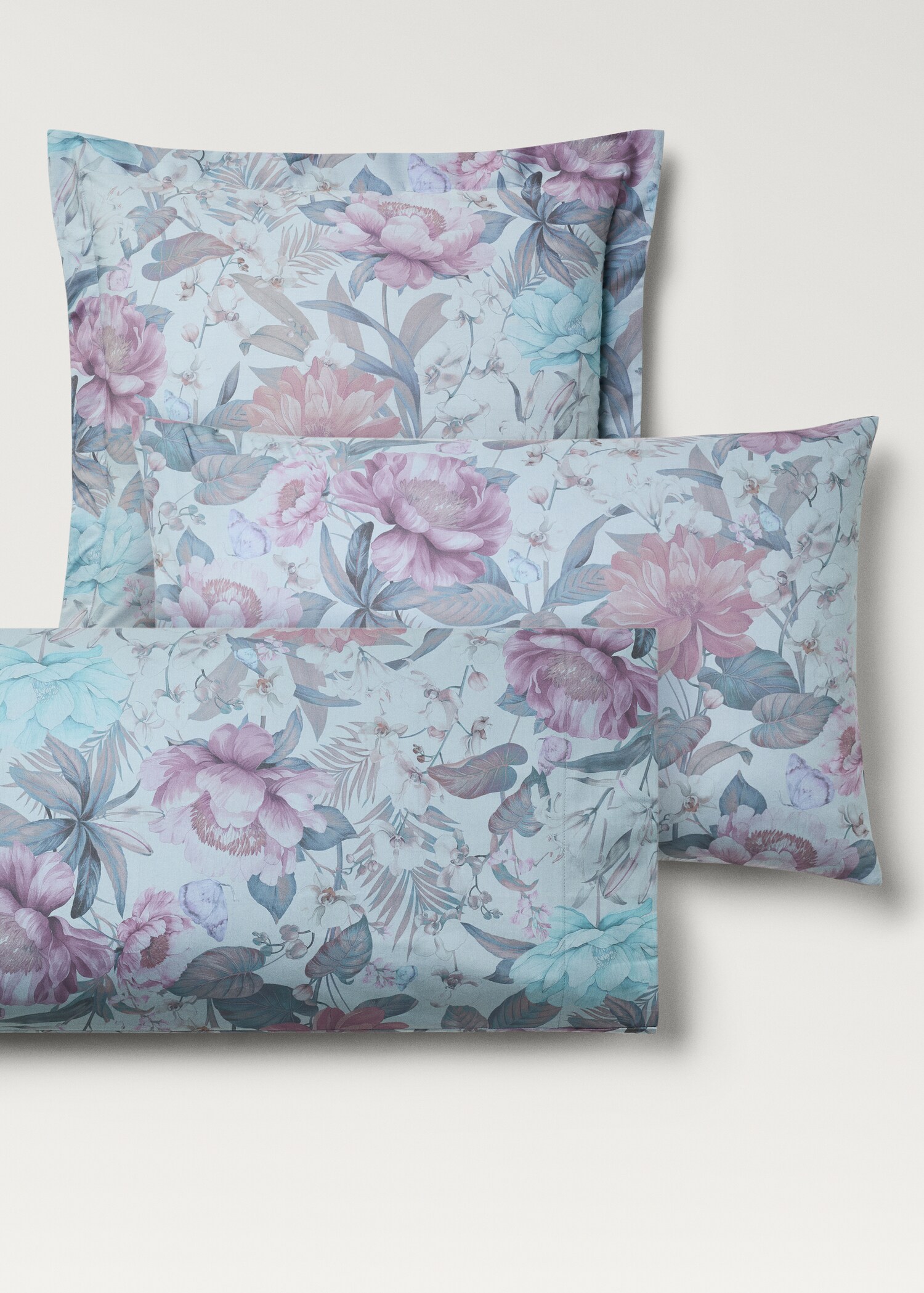 Cotton percale floral-print pillowcase 45x110cm - Details of the article 3