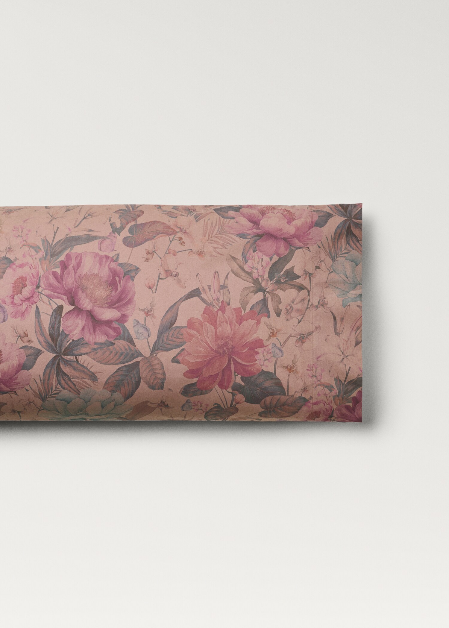 Cotton percale floral-print pillowcase 45x110cm - Article without model