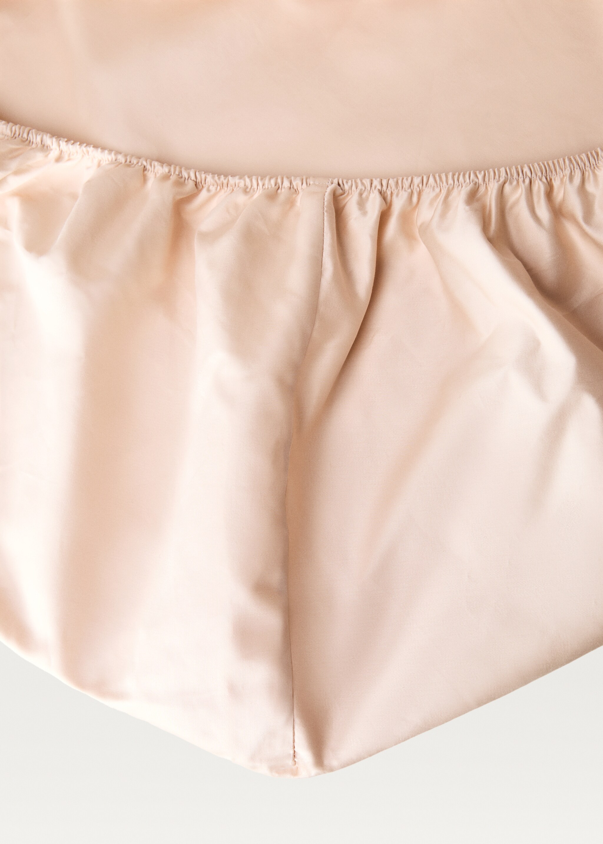 600 threads washed cotton fitted sheet King bed - Details of the article 1, Pink. Ref: 87042925-00.