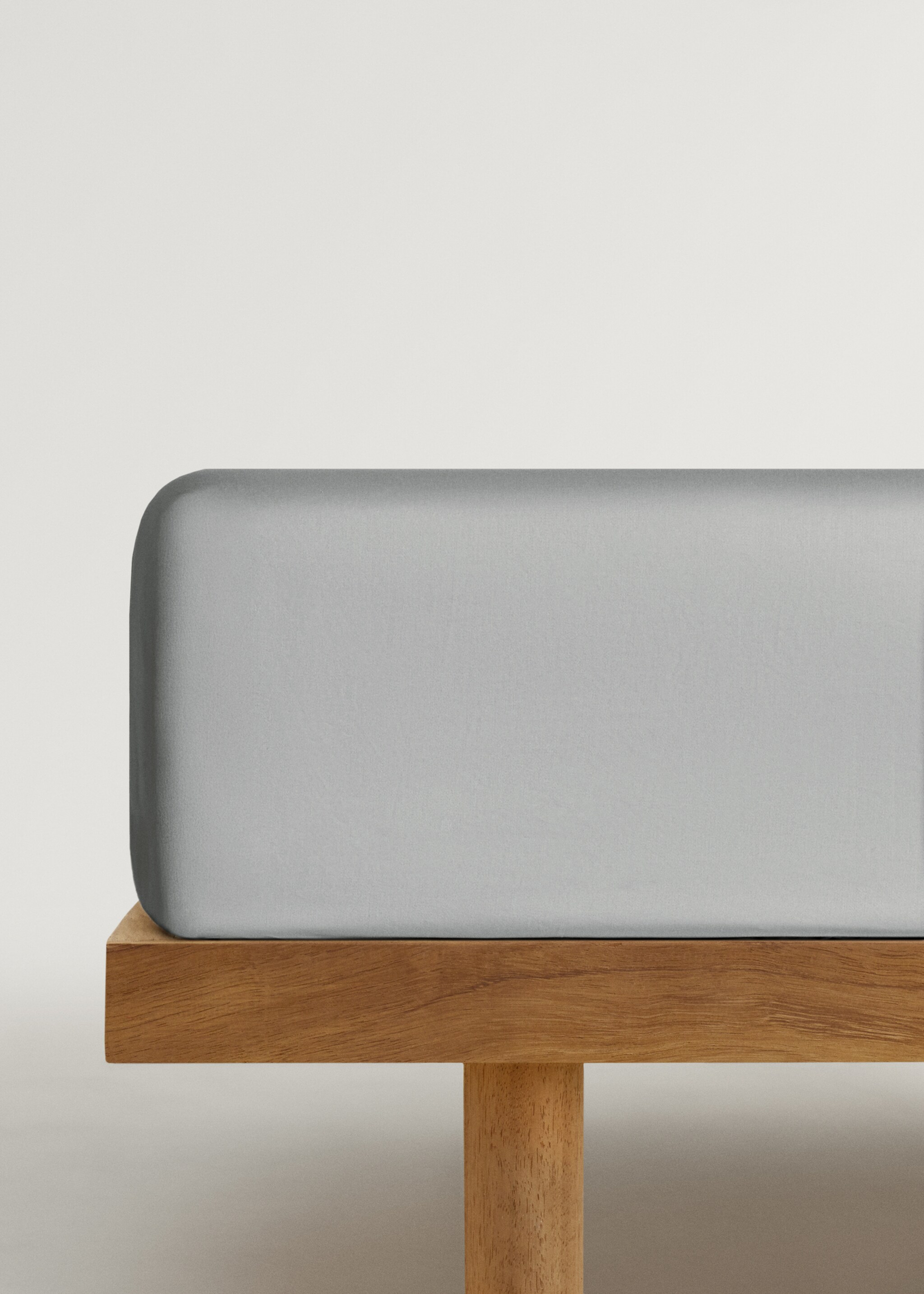 Saten pamuklu 600 iplik lastikli çarşaf 160 cm yatak için - Modelsiz ürün, Açık/Pastel Gri. Ref: 87042926-00.