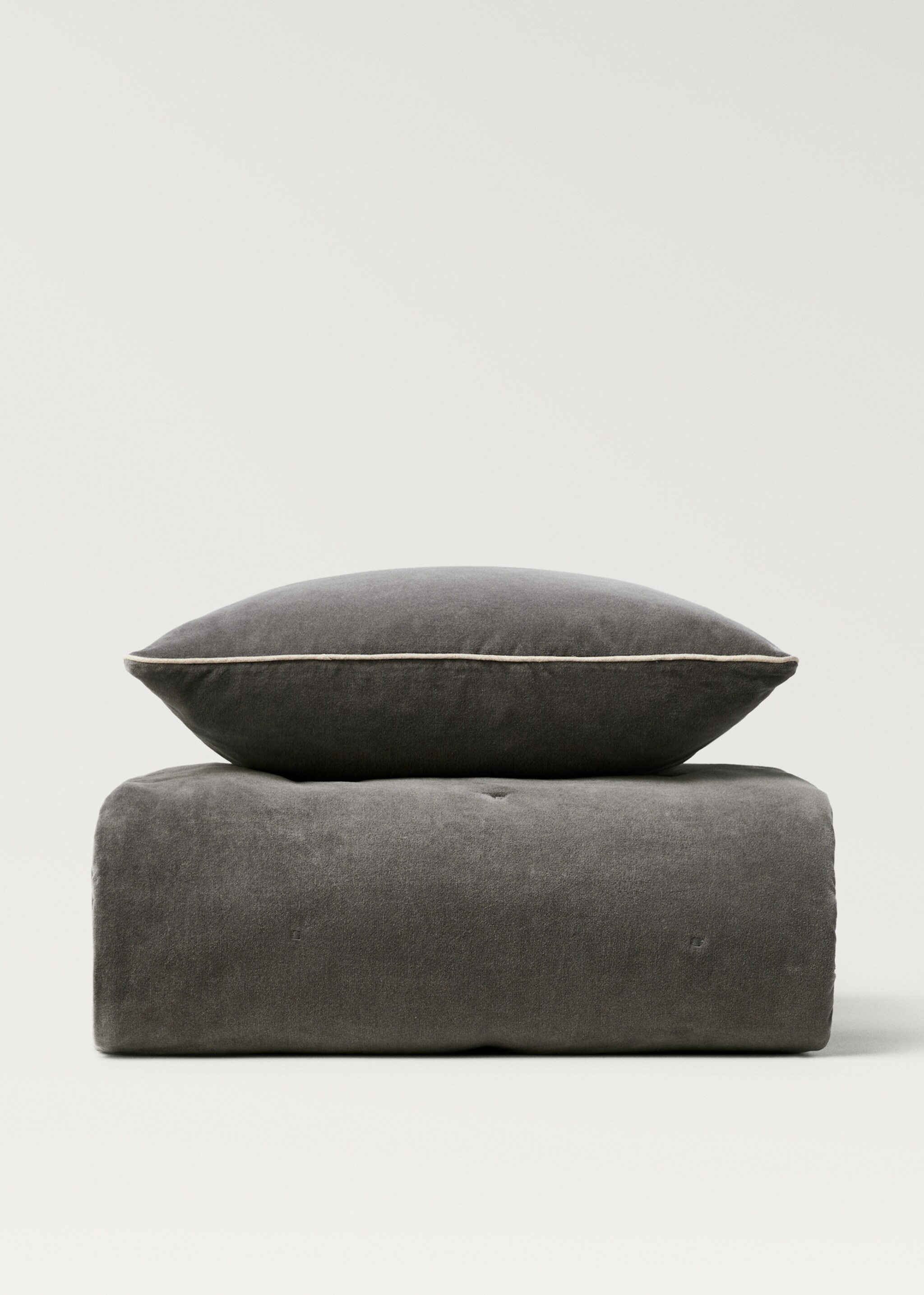 Cotton velvet bedspread for end of bed 85x200 cm - Details of the article 4