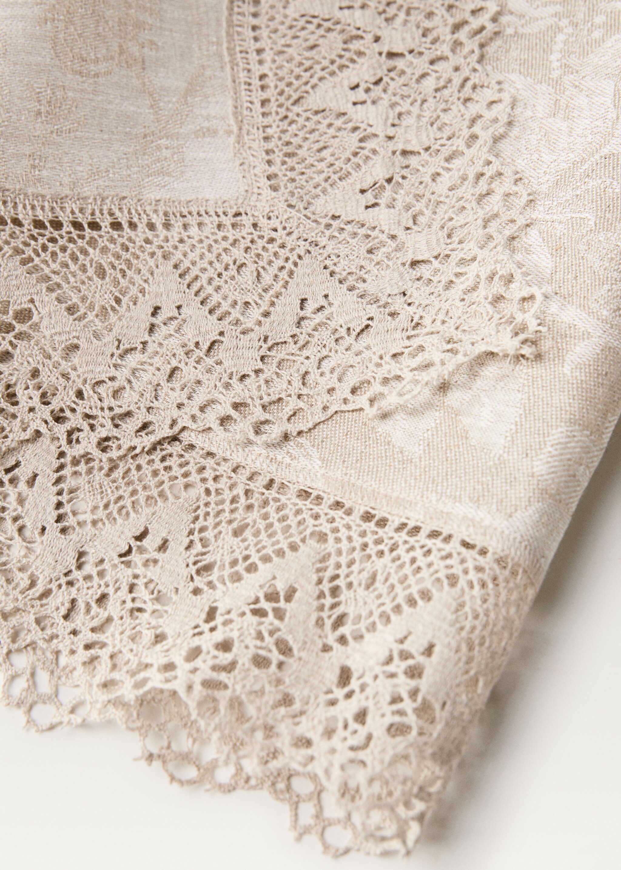 Chemin de table en lin jacquard fleuri à dentelle - Détail de l'article 1
