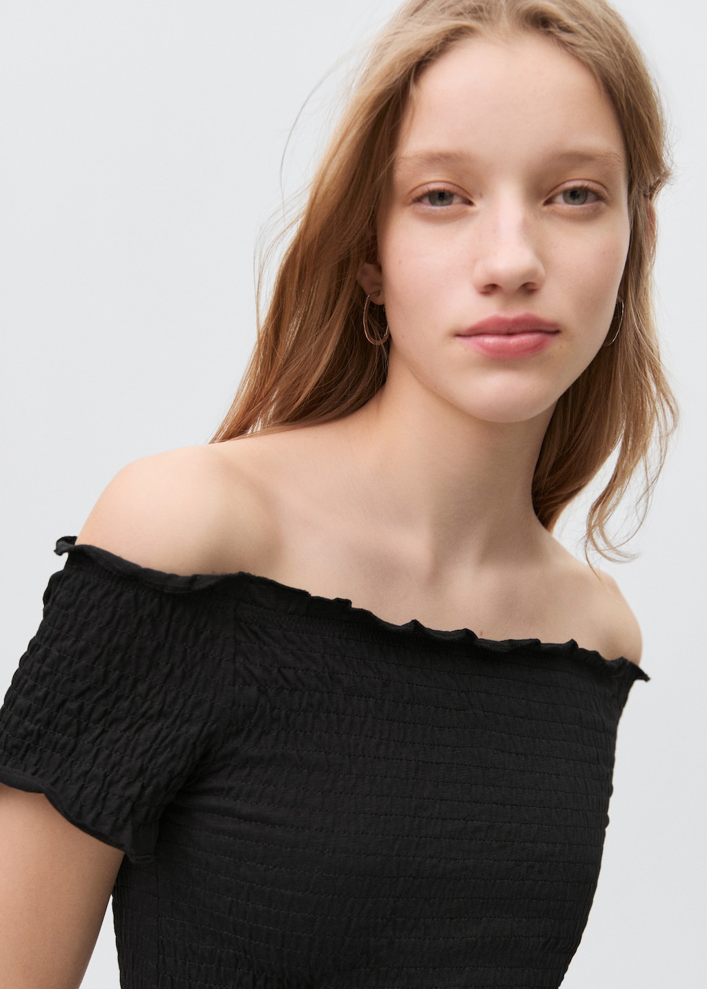Draped off-shoulder top - Teen | MANGO USA Draped off-shoulder top - Teen | MANGO USA
