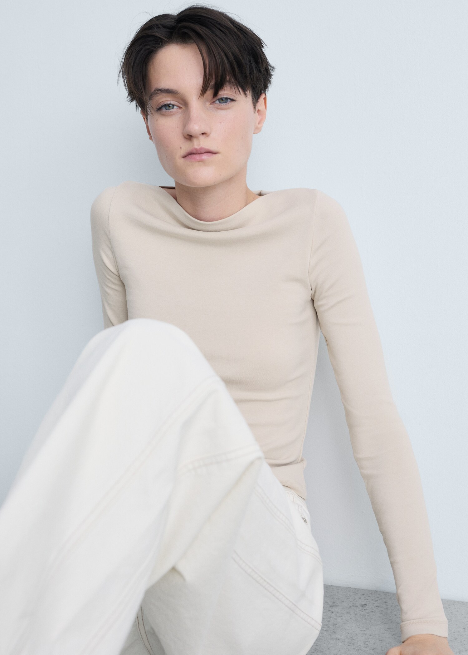Baumwoll-T-Shirt mit Bateau-Ausschnitt - Detail des Artikels 2