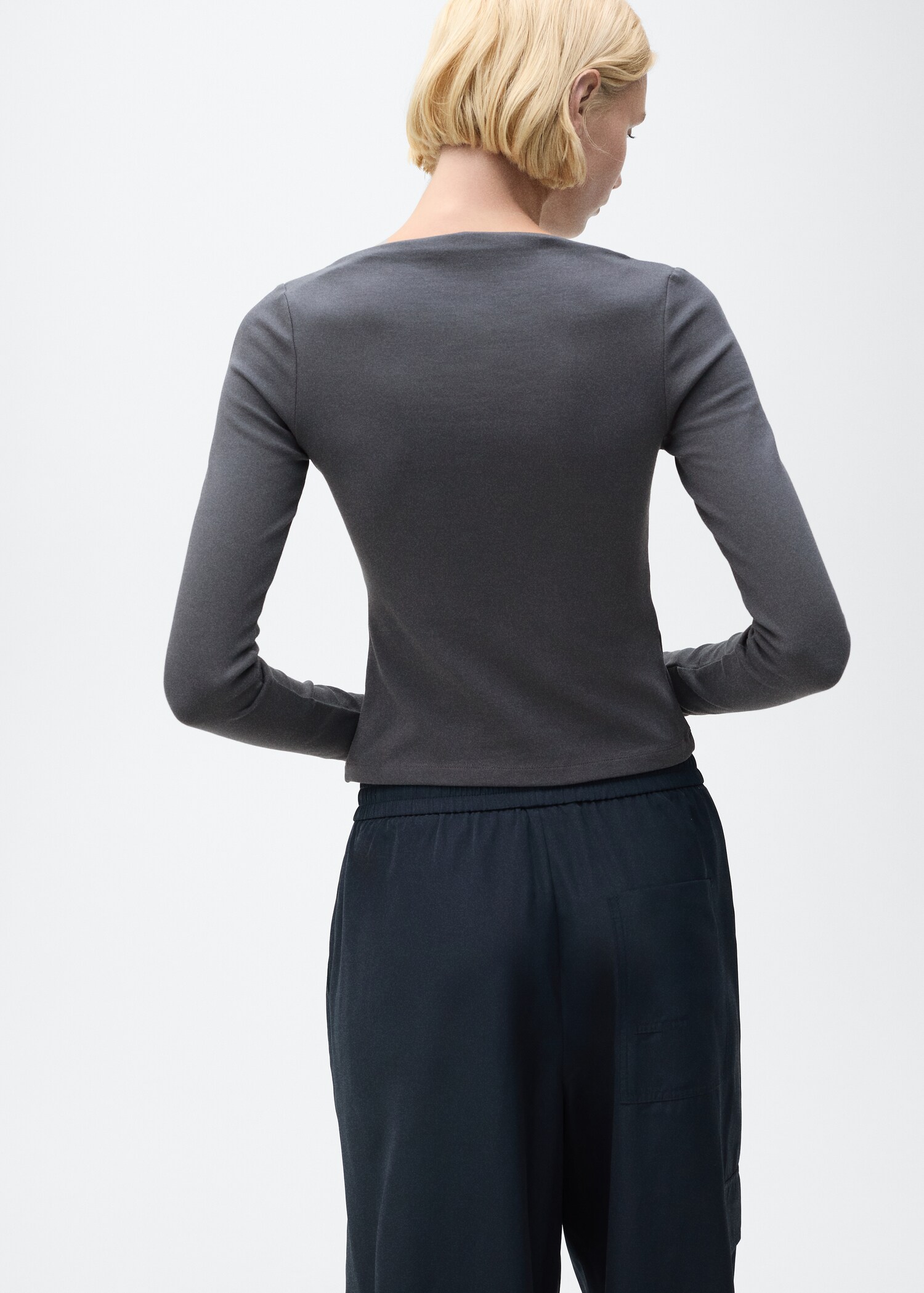 Cotton boat neck t-shirt - Reverse of the article