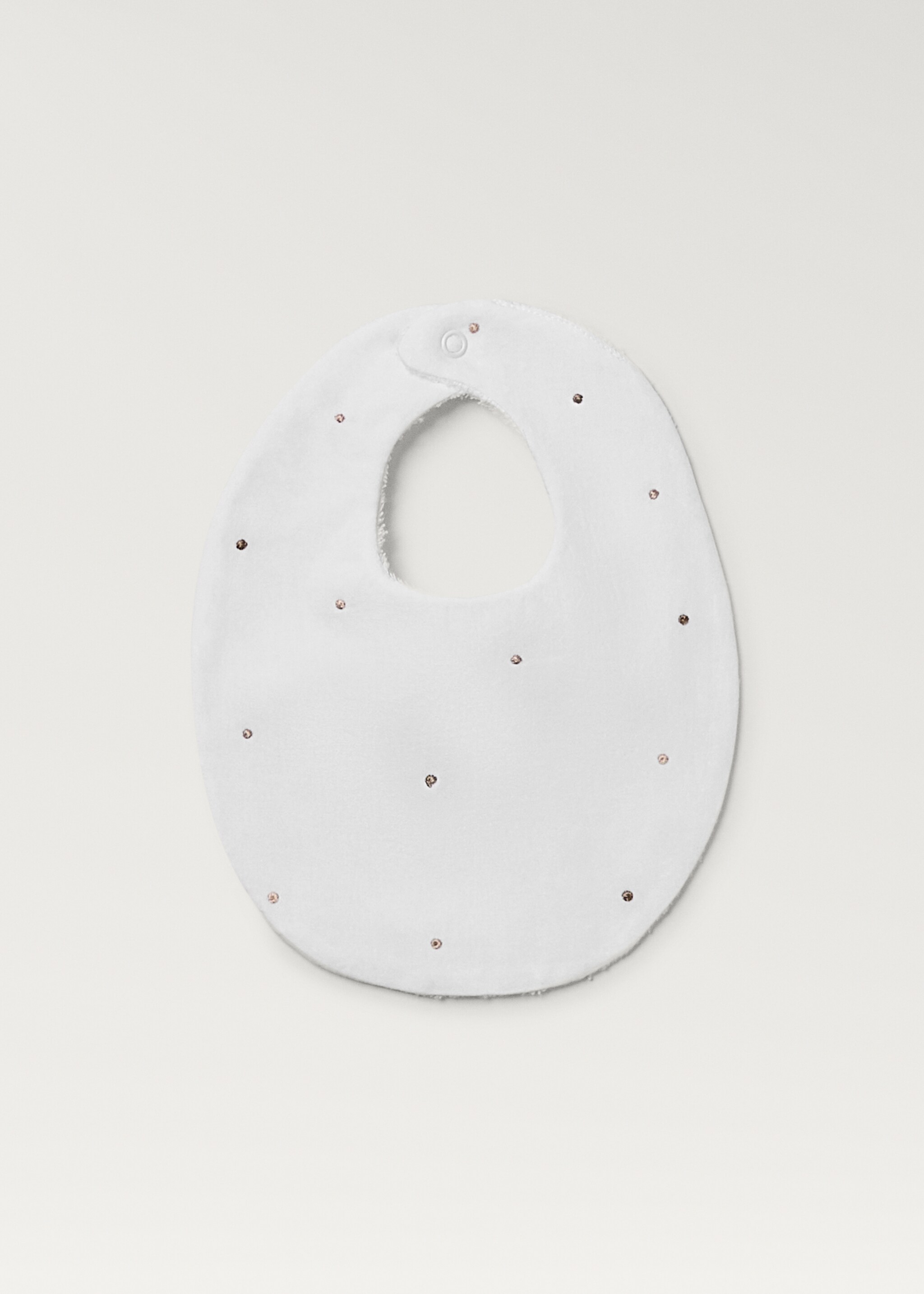 Embroidered terry cloth bib with polka-dots - Article without model