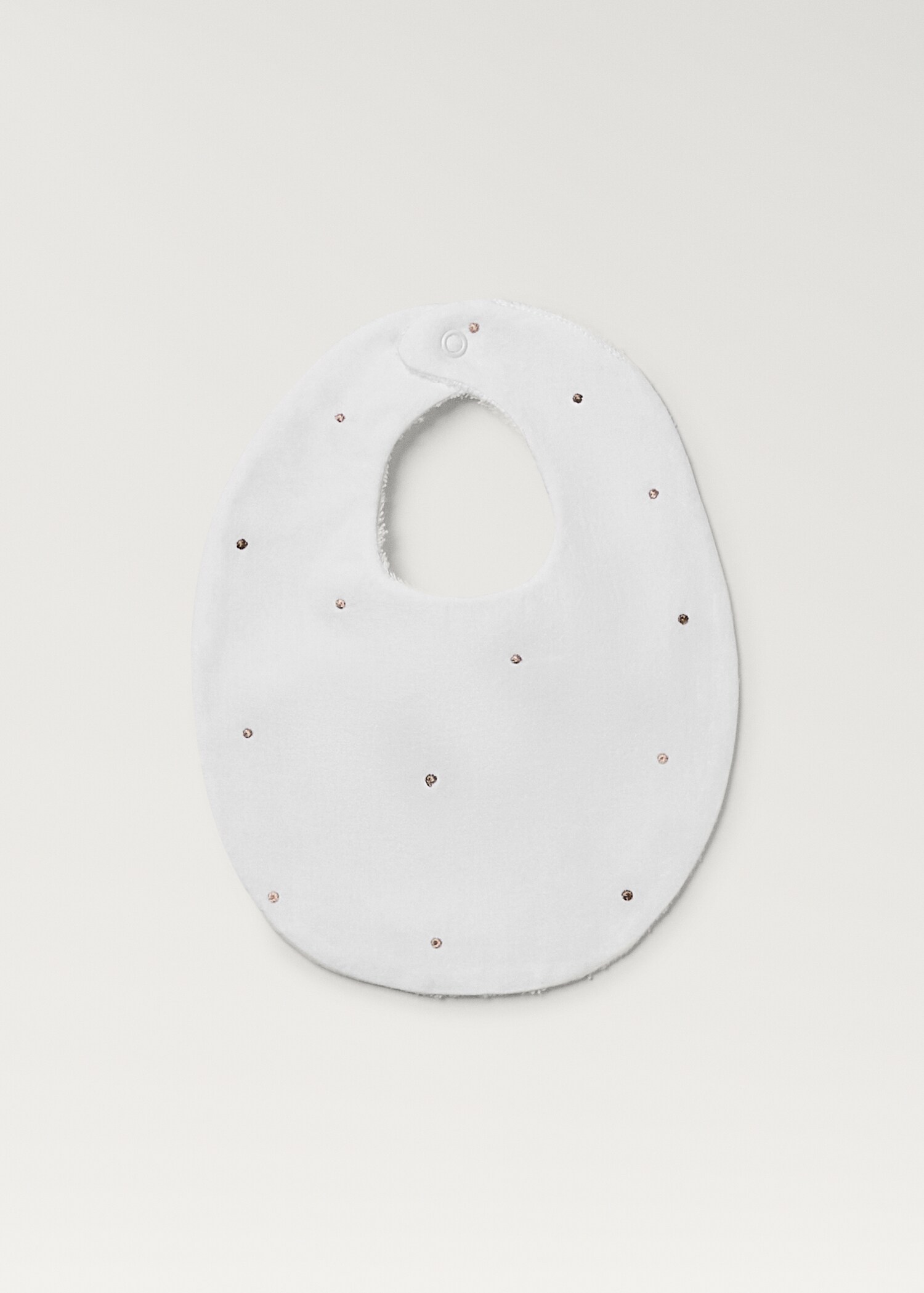 Embroidered terry cloth bib with polka-dots - Article without model