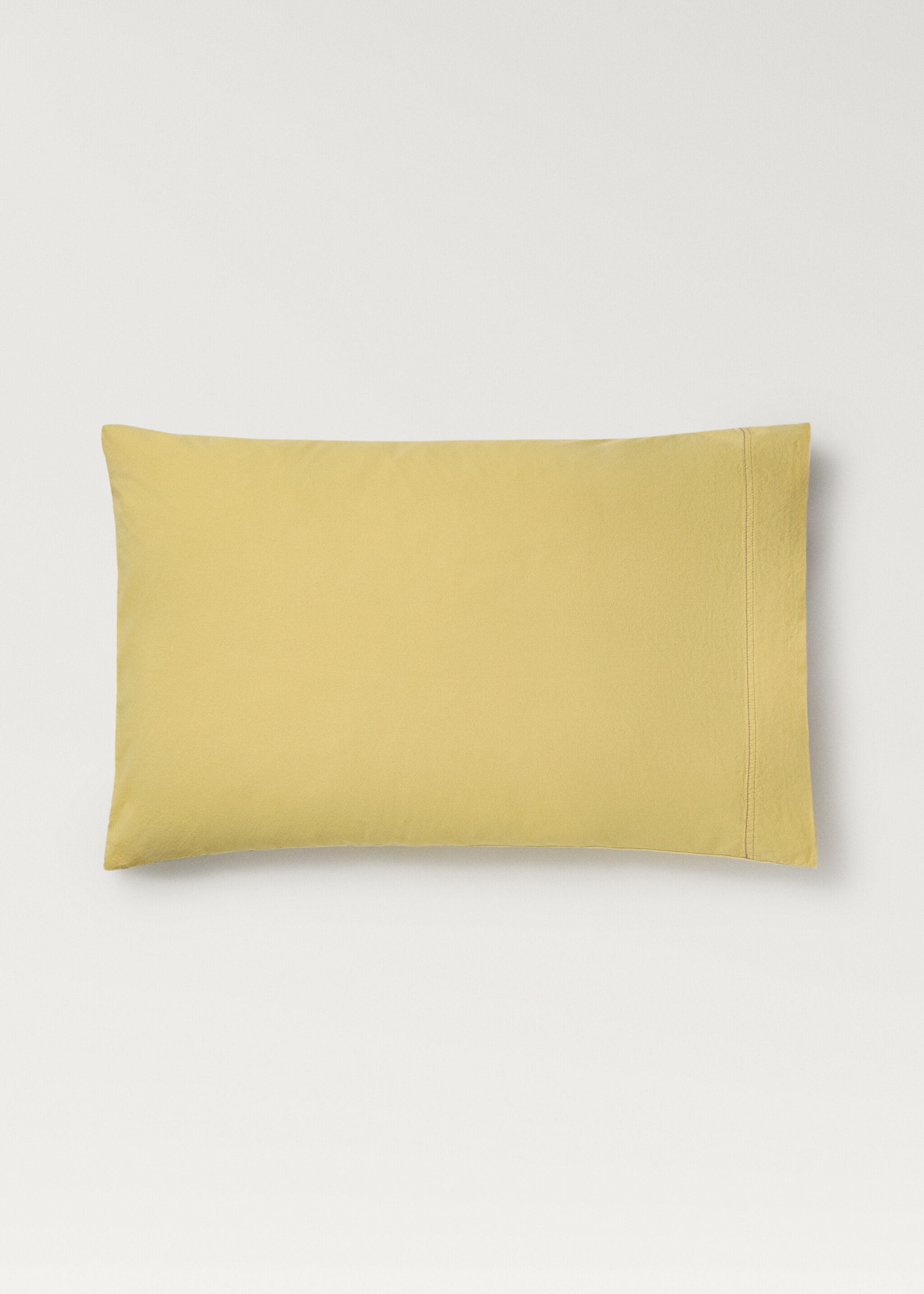 Children's washed cotton double-stitched pillowcase 50x75 cm - Article without model, Mustard. Ref: 87043318-00.