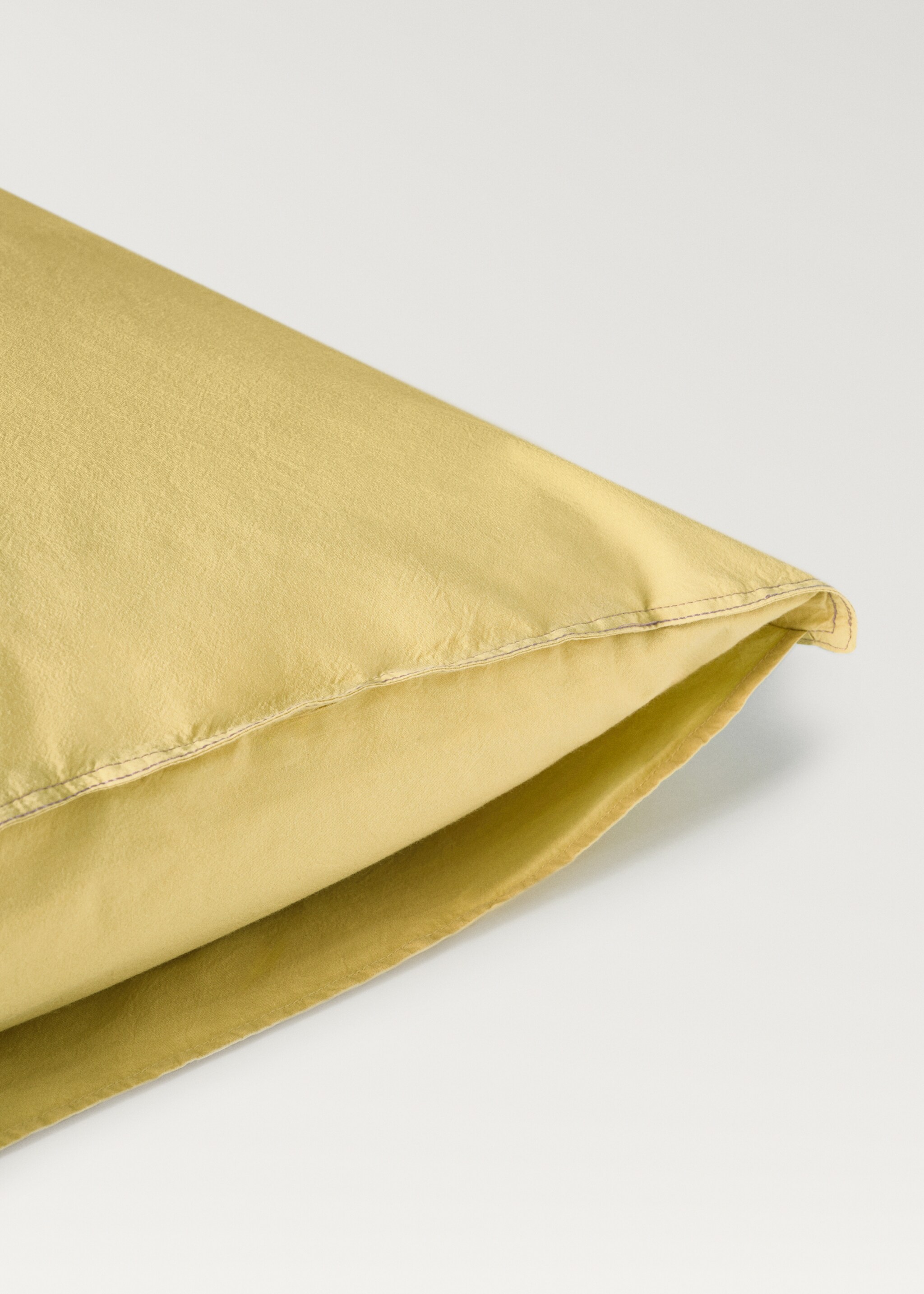 Children's washed cotton double-stitched pillowcase 50x75 cm - Details of the article 2, Mustard. Ref: 87043318-00.