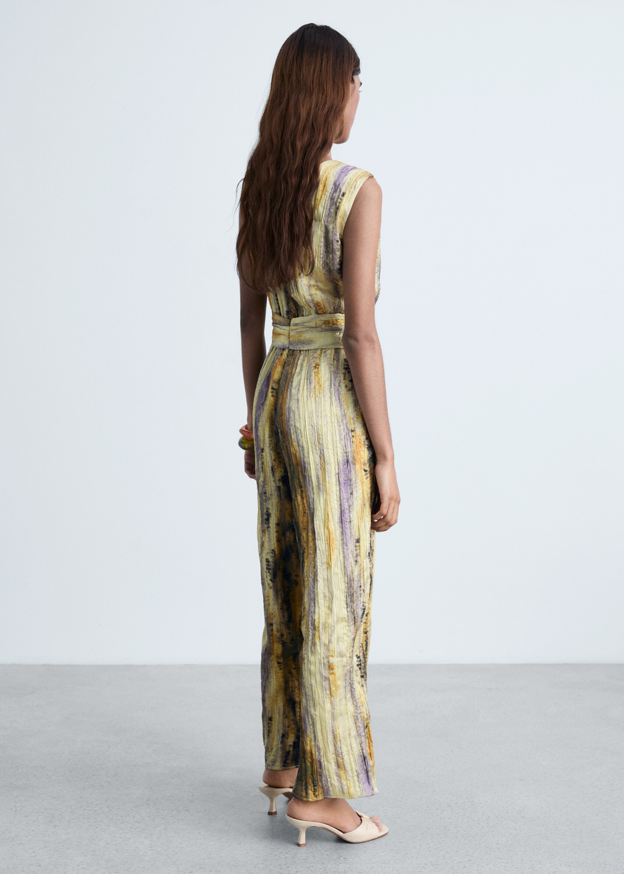 Long satin textured jumpsuit - Reverse of the article