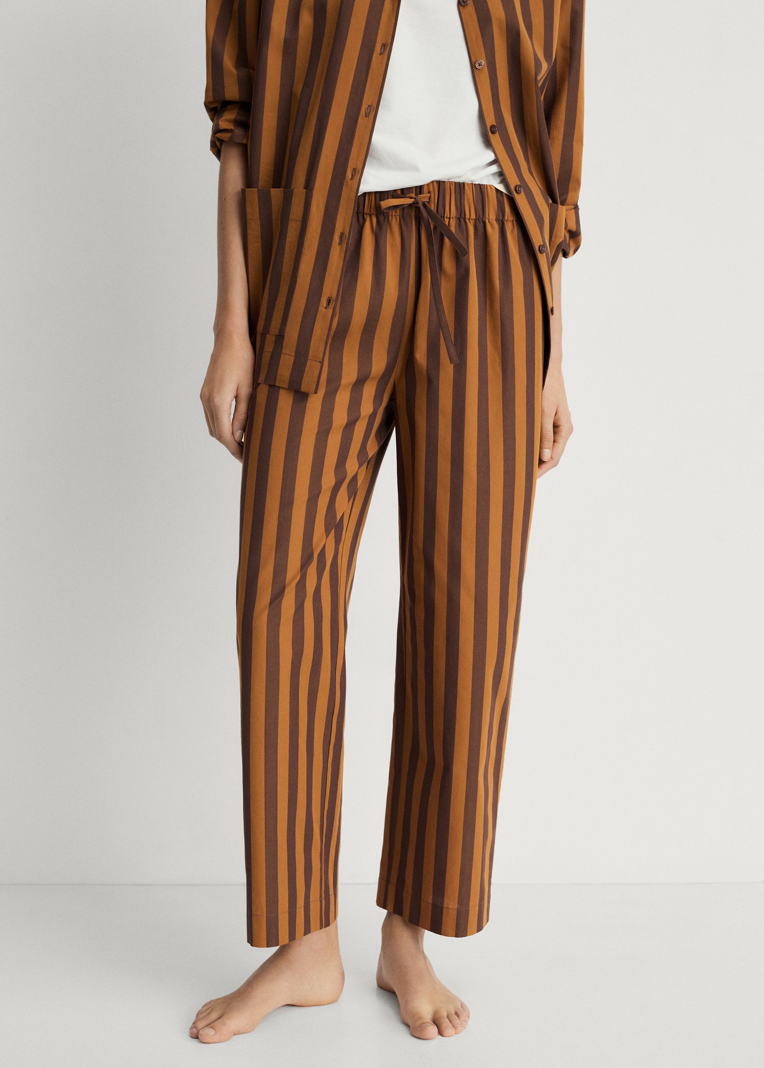 Woven two-tone striped pants - Medium plane