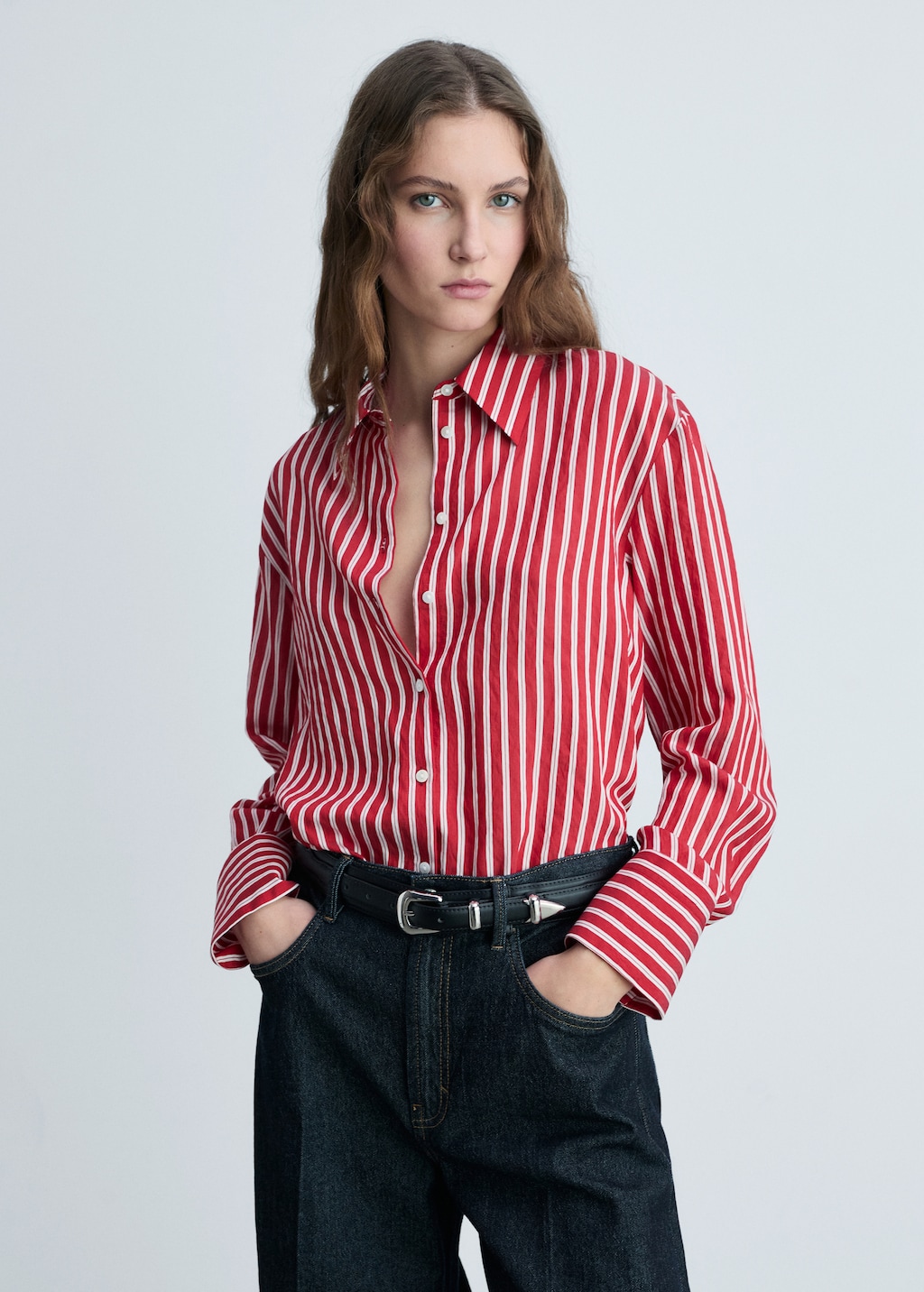 Striped straight shirt - Women | MANGO Japan
