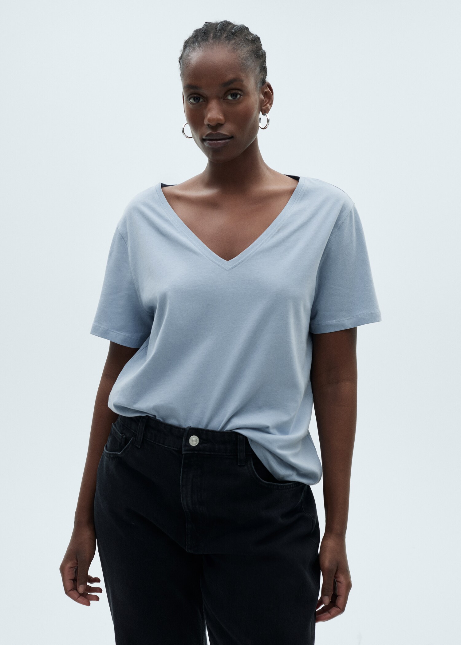 V-neck cotton T-shirt - Details of the article 5