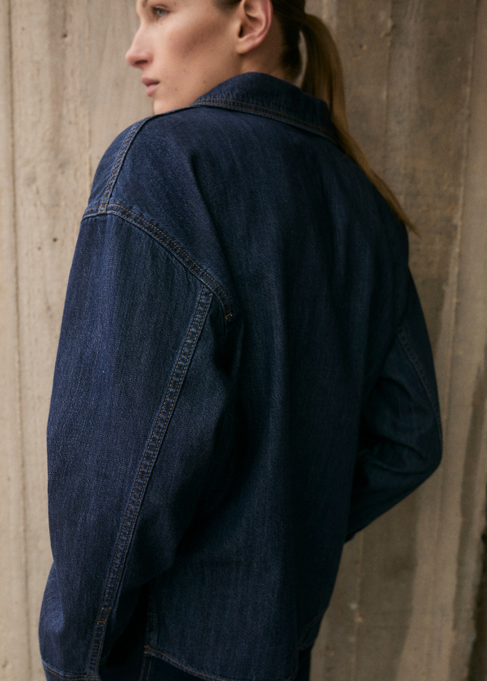 Denim cotton shirt - Reverse of the article