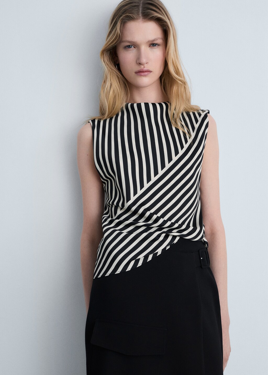 Striped perkins collar blouse - Women | MANGO Azerbaijan Striped perkins collar blouse - Women | MANGO Azerbaijan