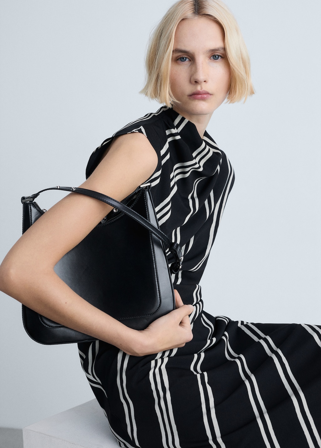 Thumbnail of Stripe-print midi-dress - Black