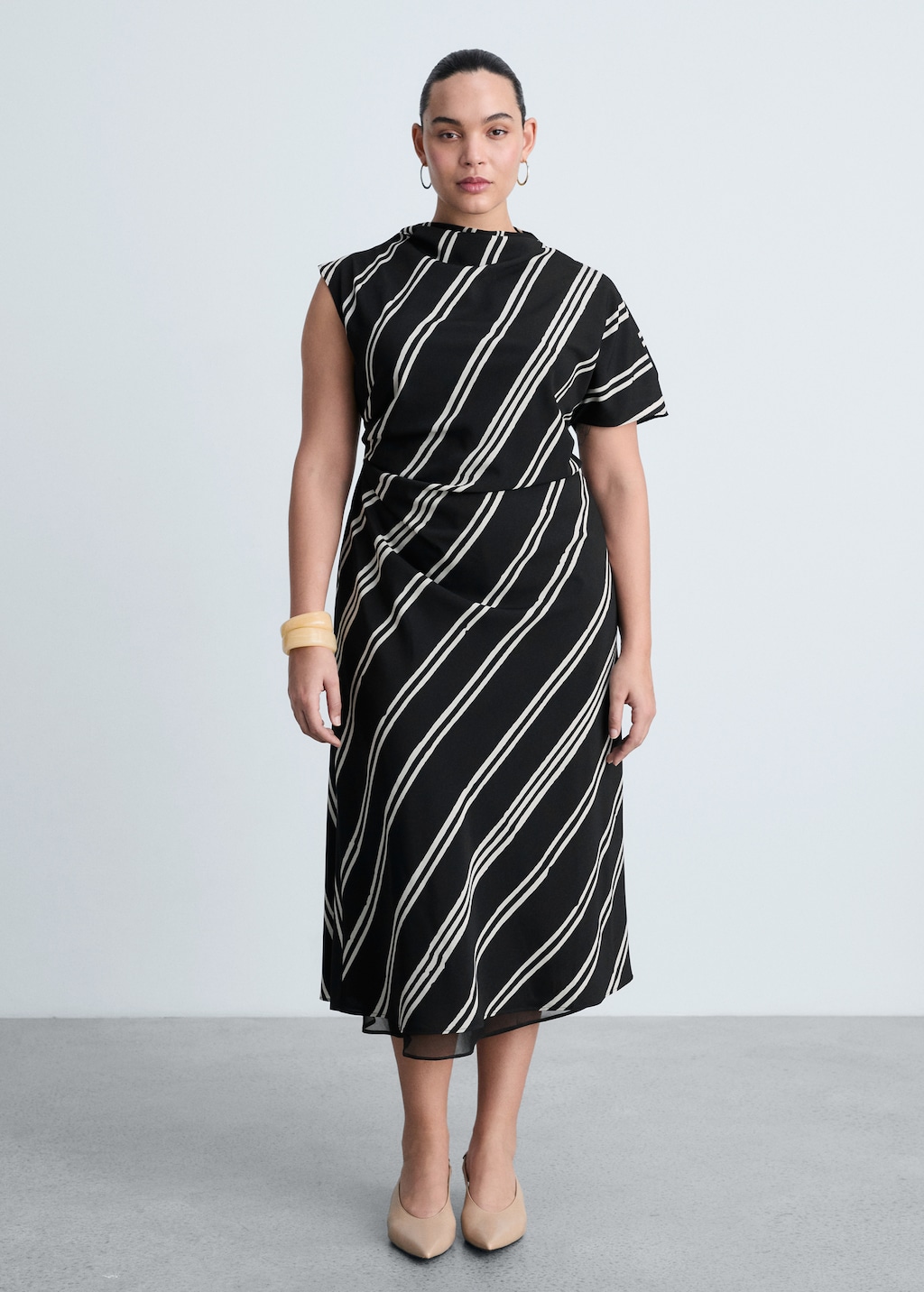 Thumbnail of Stripe-print midi-dress - Black