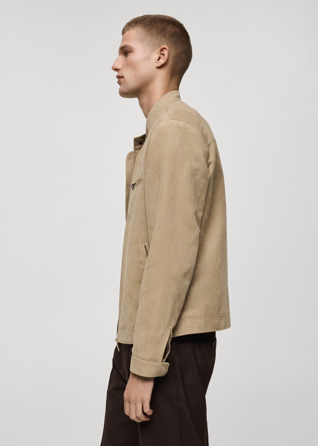 Suede-effect biker jacket - Men | MANGO Georgia
