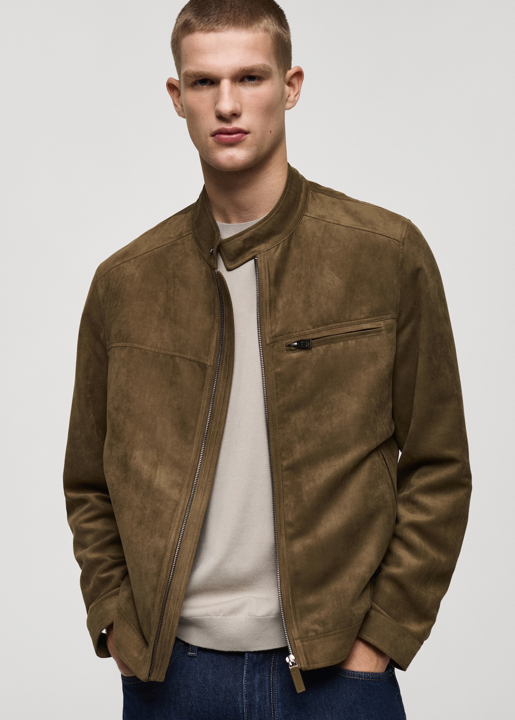 Suede-effect biker jacket - Men | MANGO USA Suede-effect biker jacket - Men | MANGO USA