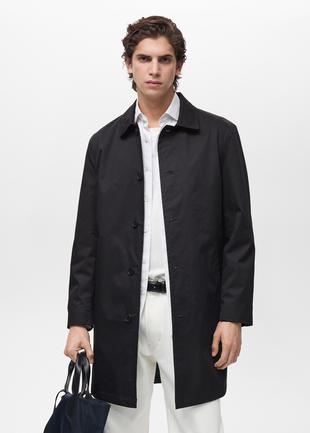 Water-repellent cotton trench coat - Men | MANGO USA