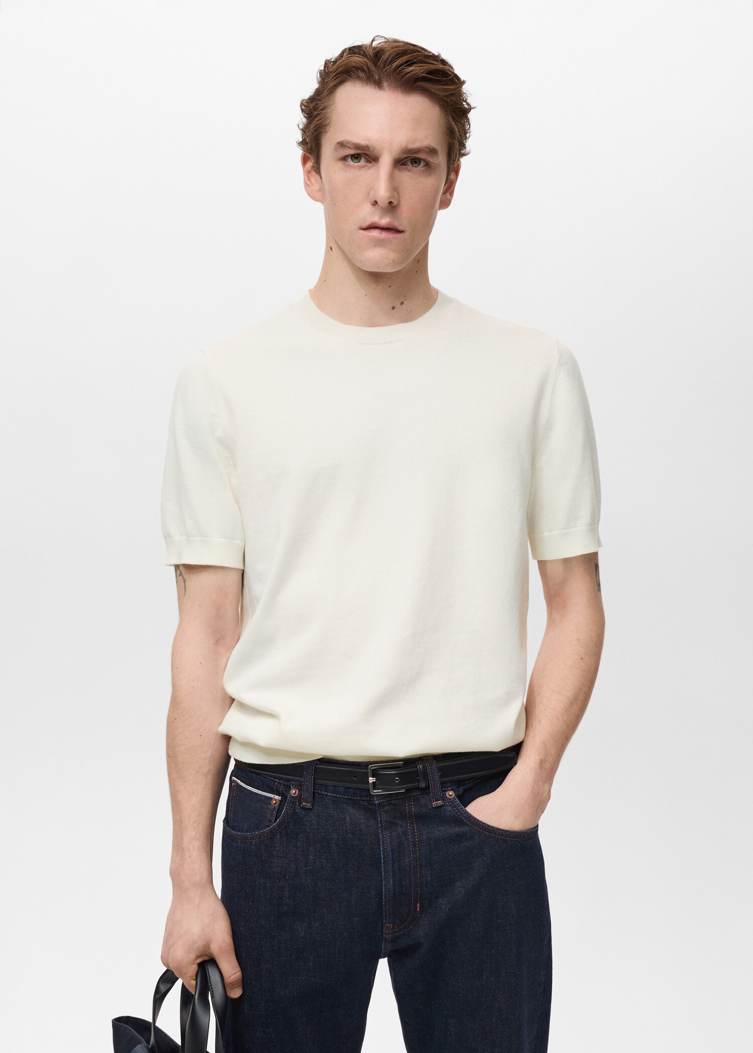 Camiseta punto fino algodón - Plano medio