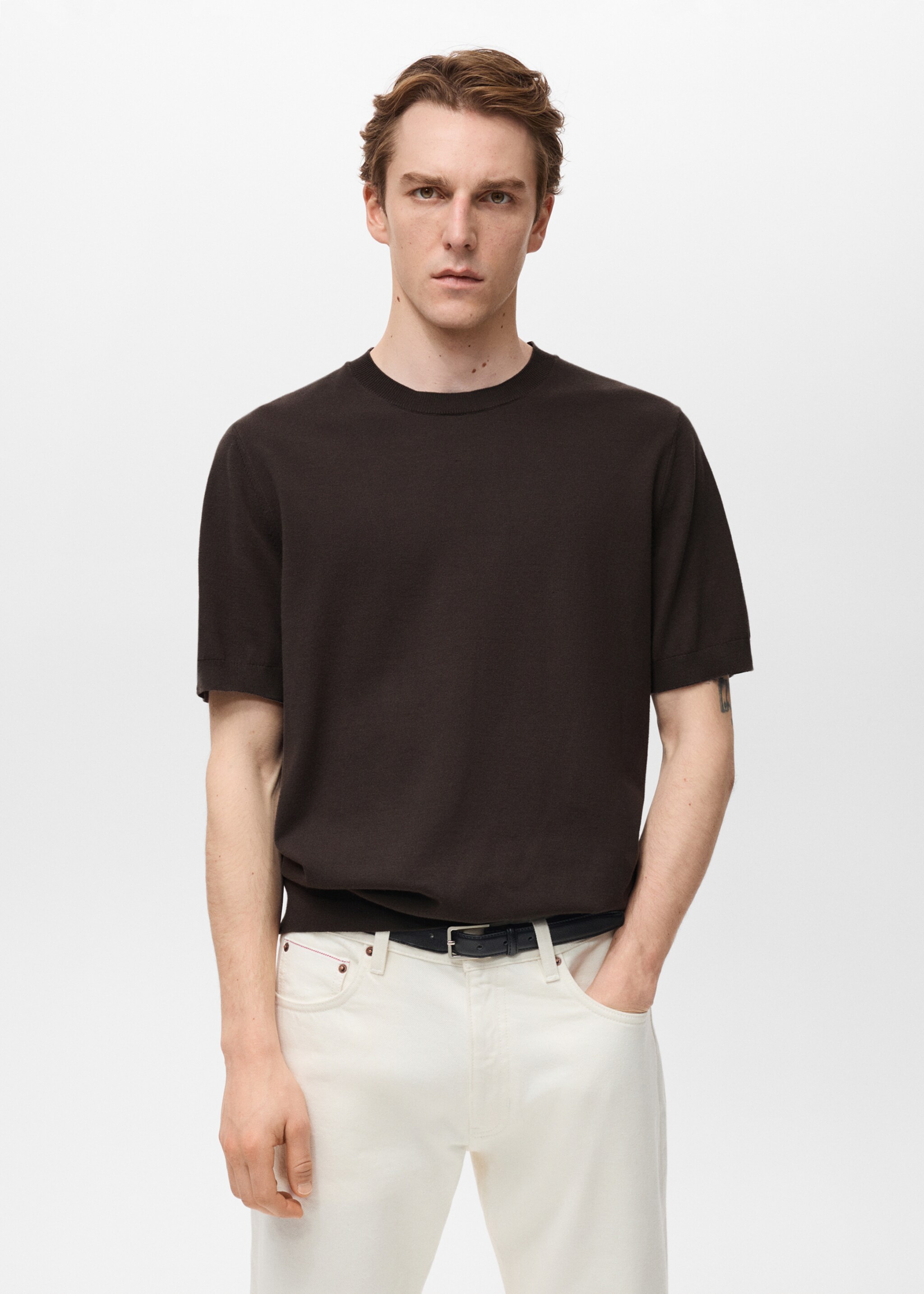 Cotton fine-knit t-shirt - Medium plane