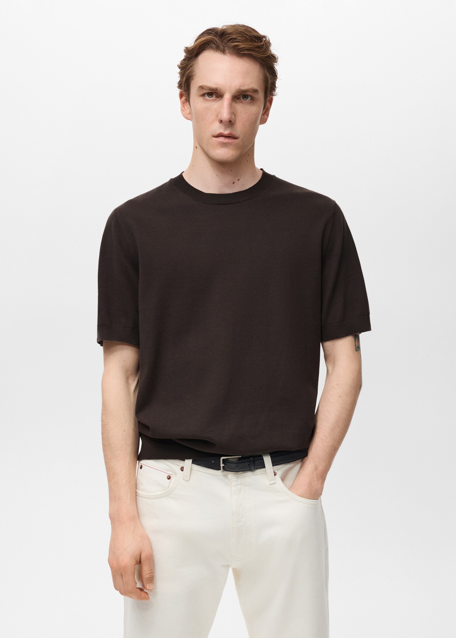 Cotton fine-knit t-shirt - Medium plane