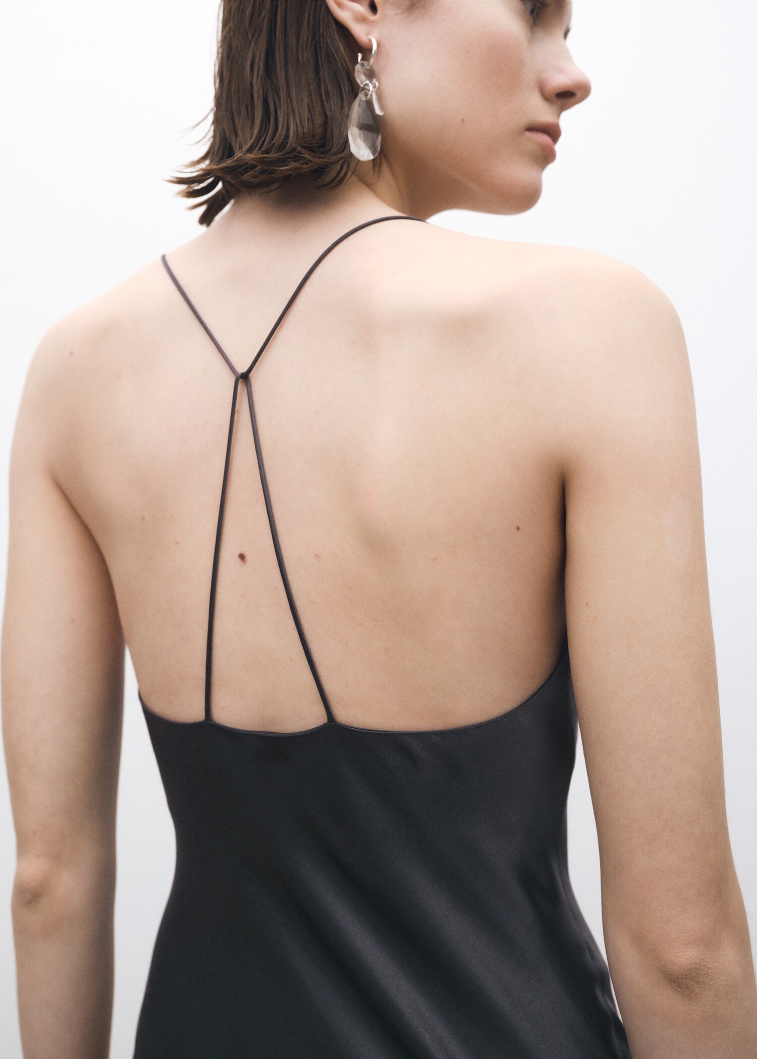 Silk dress with draped neckline - Details of the article 1