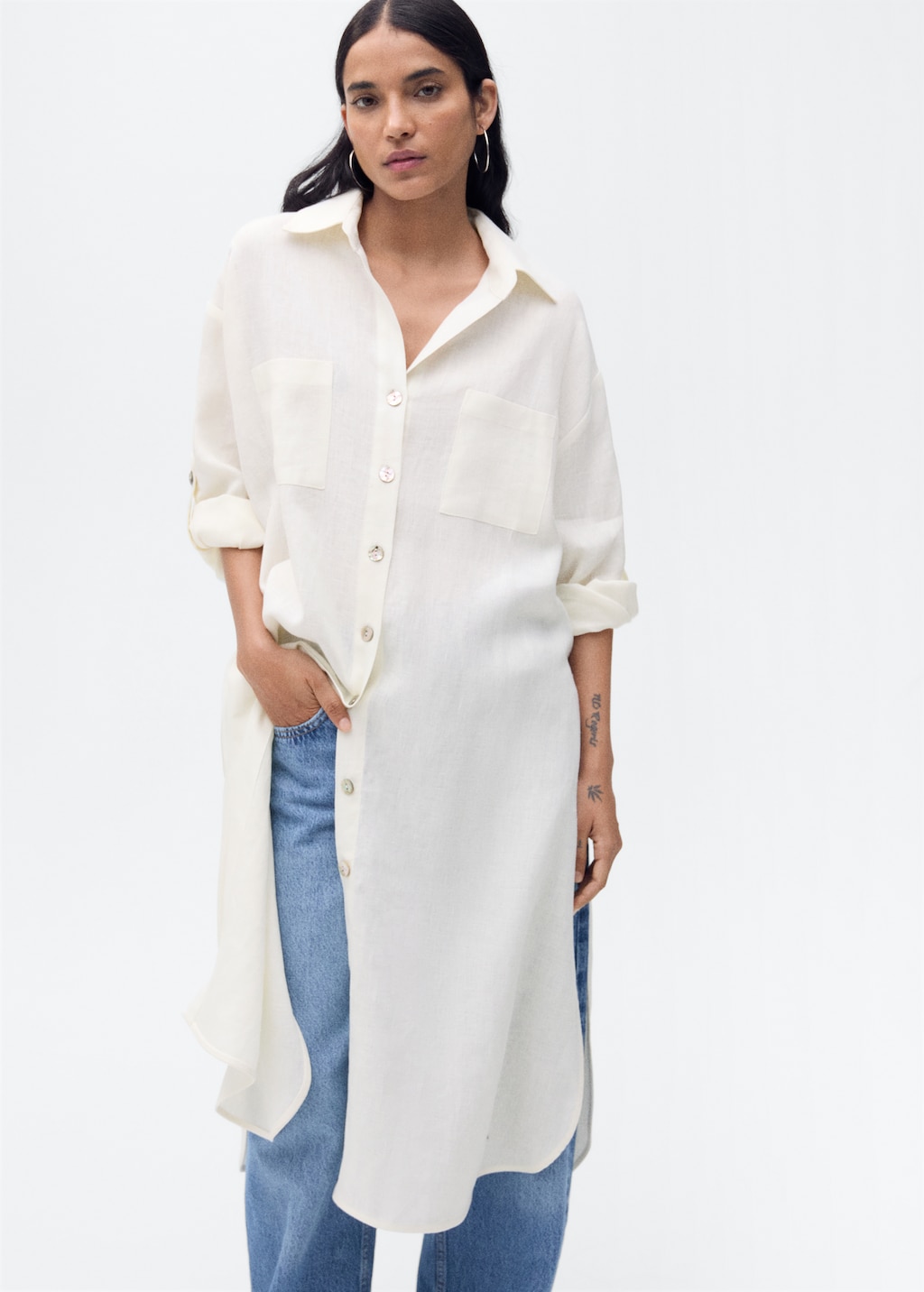 Linen long shirt - Women | MANGO USA