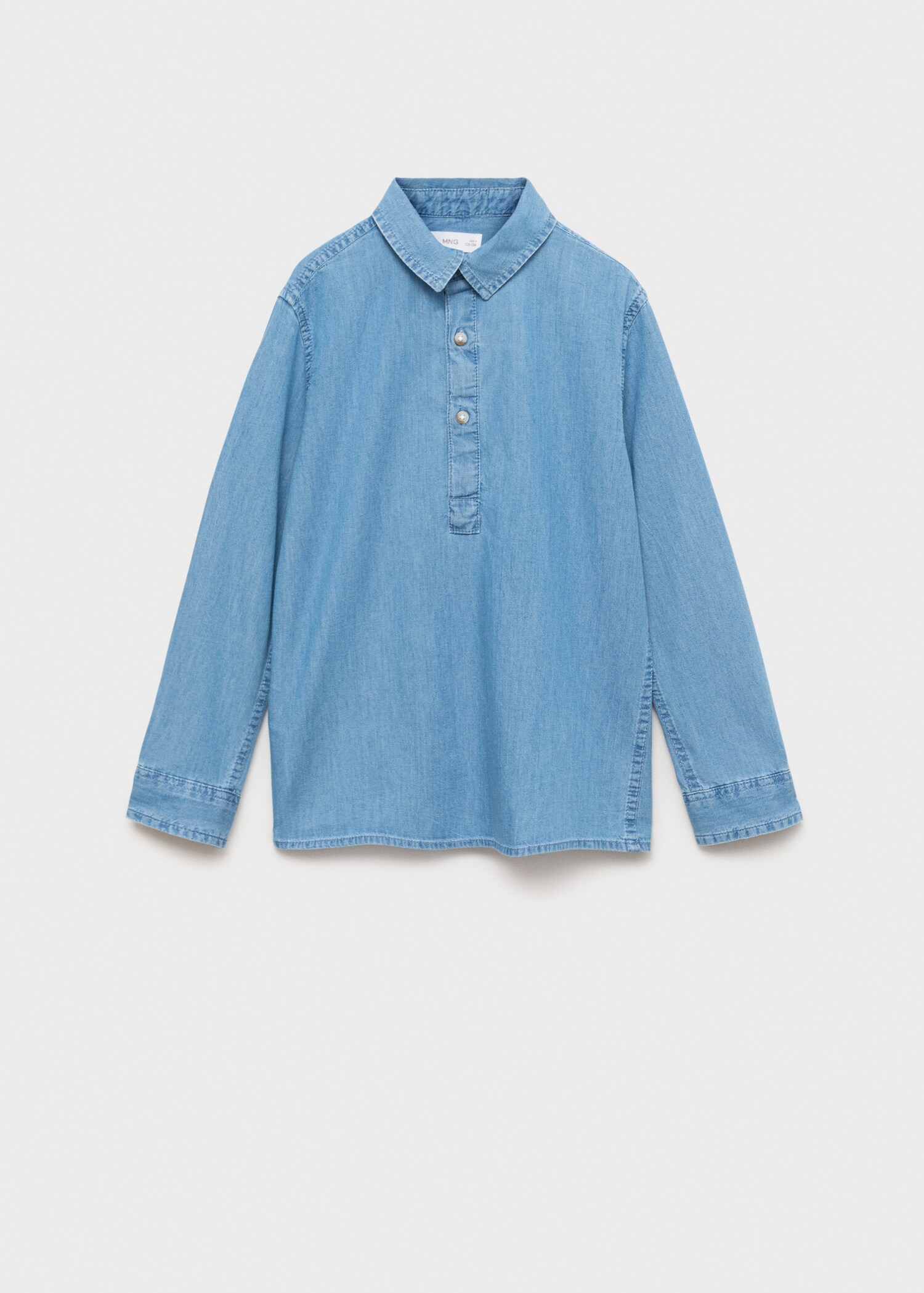 Denim shirt with polo collar - Article without model