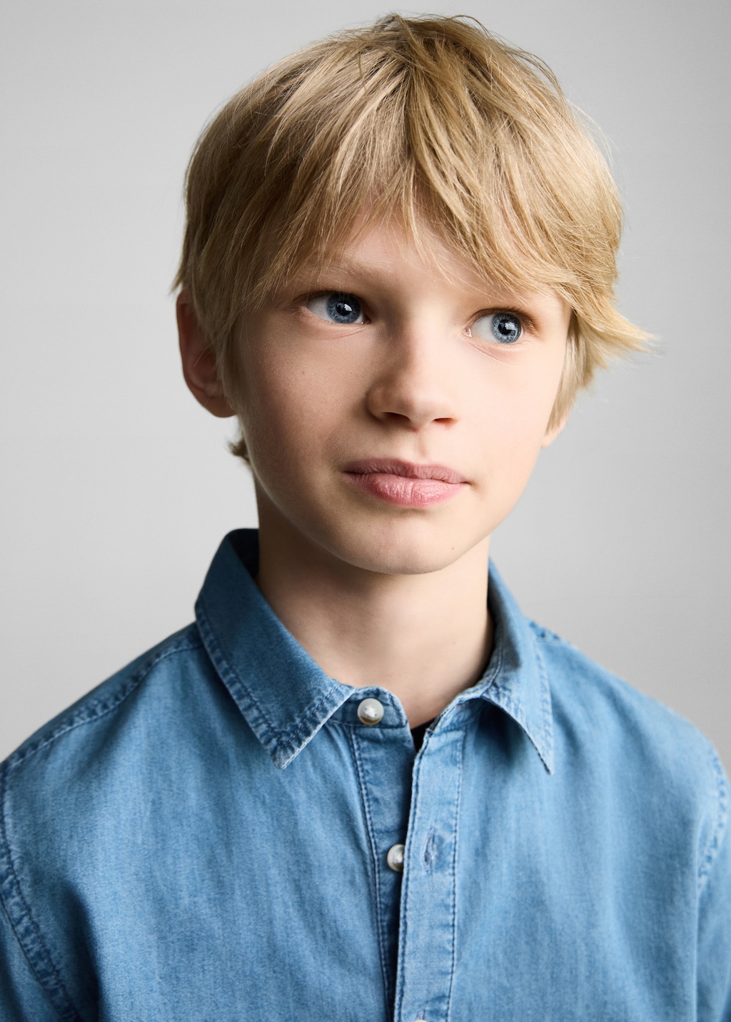 Denim shirt with polo collar