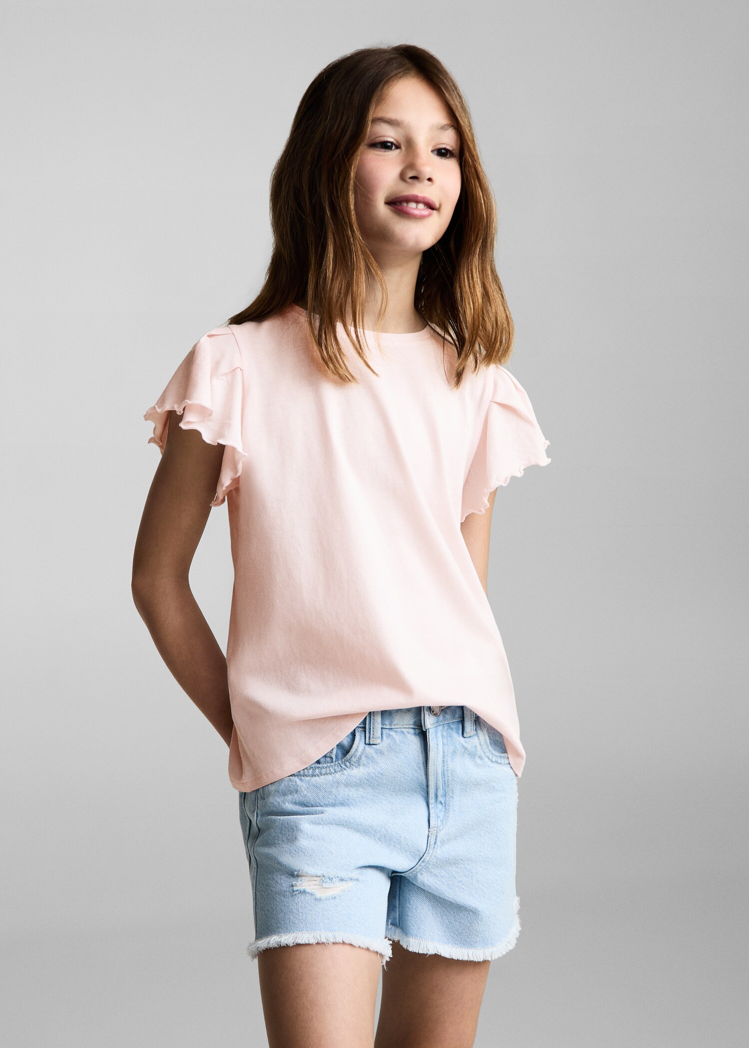 T-shirt volants manches courtes - Plan moyen
