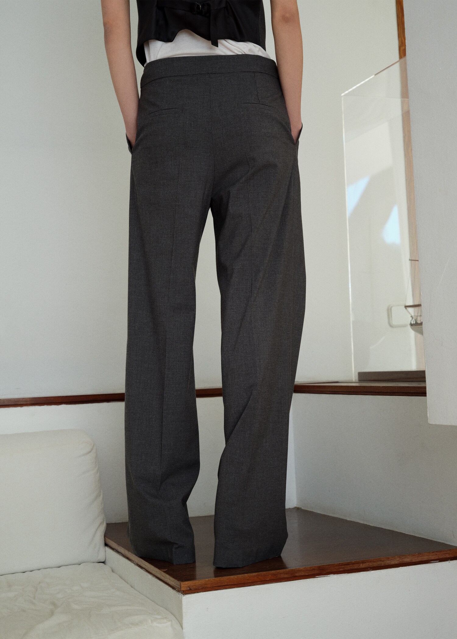 Straight-fit suit trousers - Medium plane