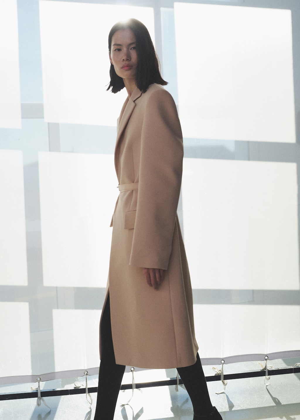 ジャケット・アウター Badhiya Belted coat-wool melton Woollen coat with belt - Women | MANGO USA