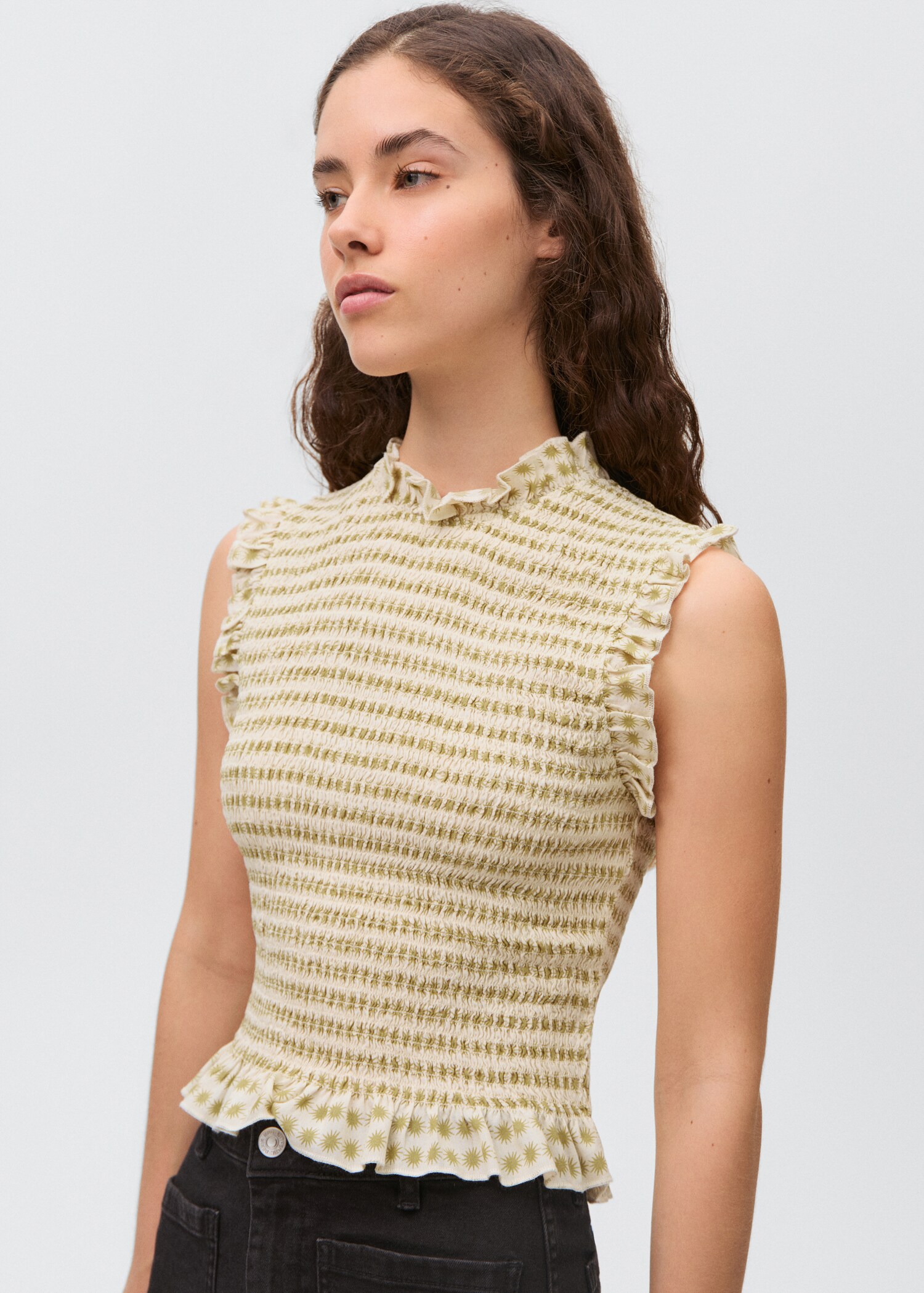 Ruffle printed top - Medium plane