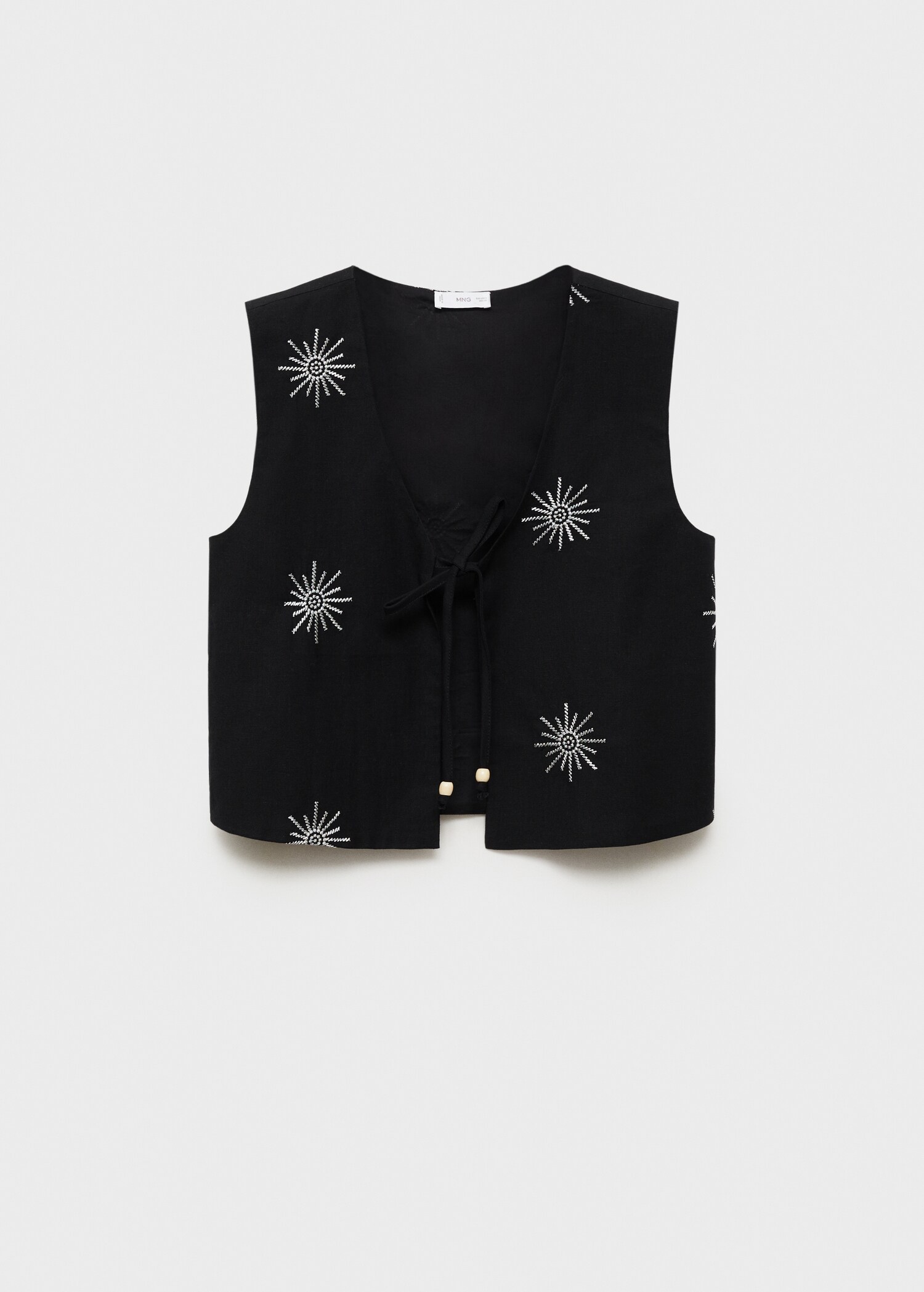 Embroidered top with bow closure - Article without model