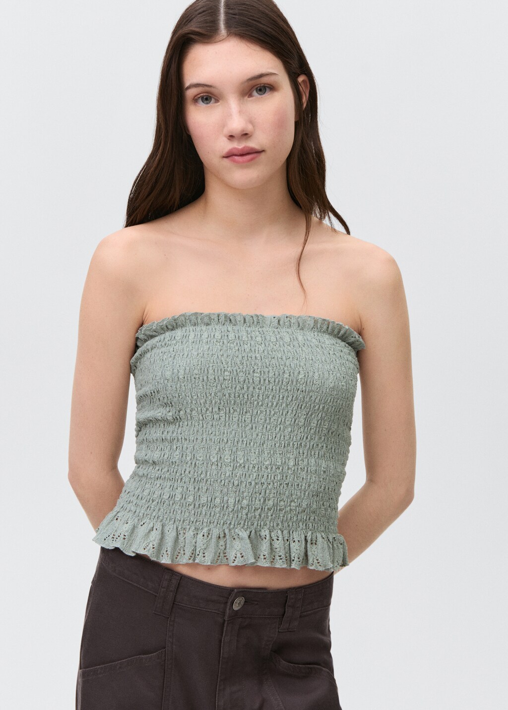 Ruched strapless top