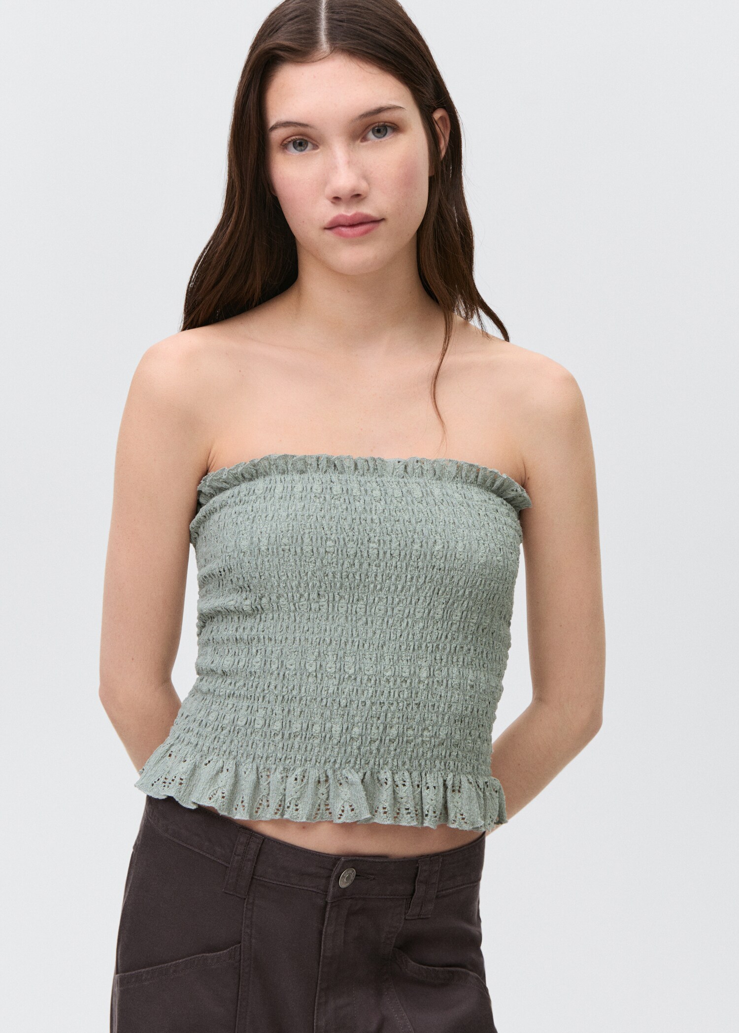 Ruched strapless top - Medium plane