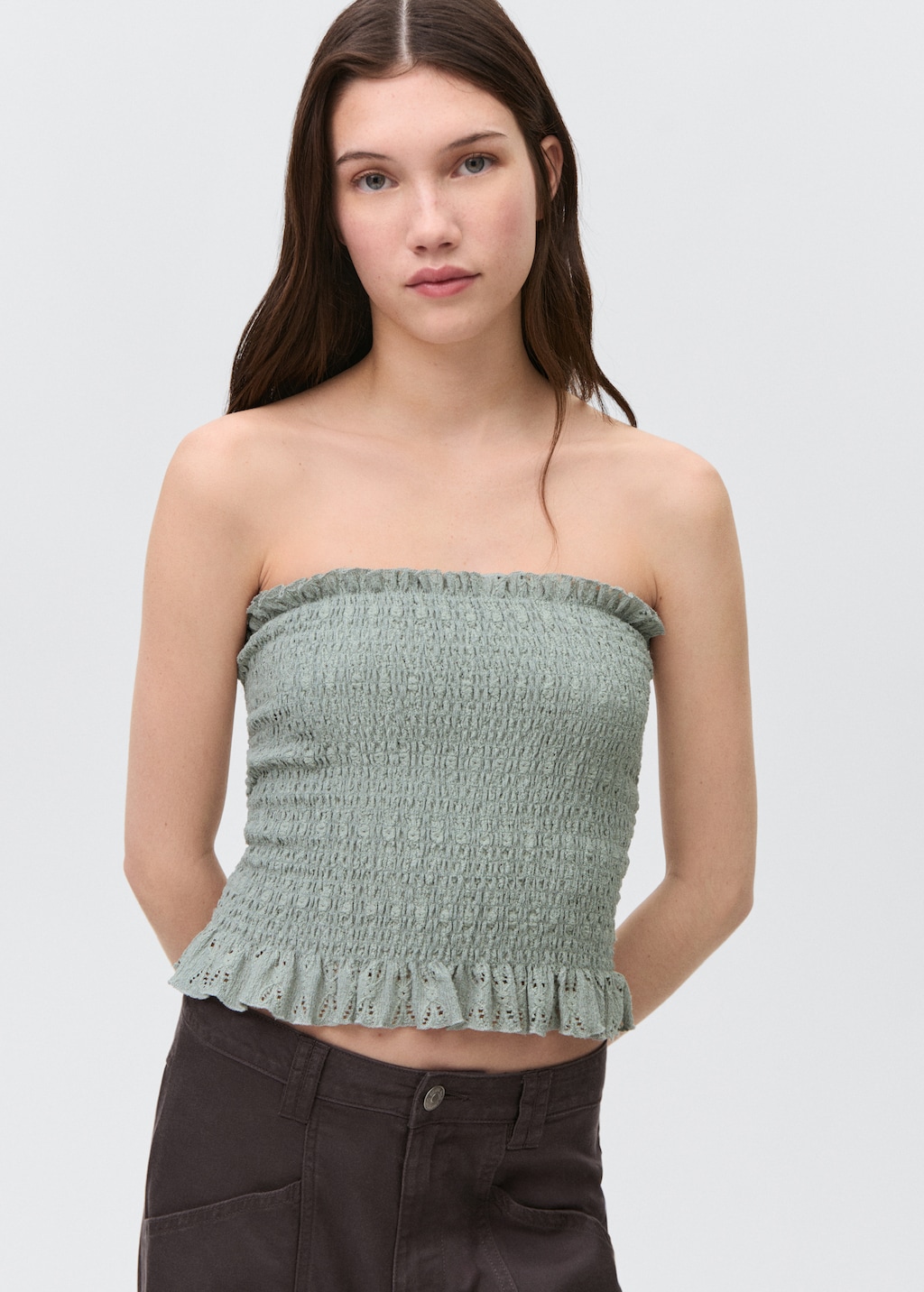 Ruched strapless top