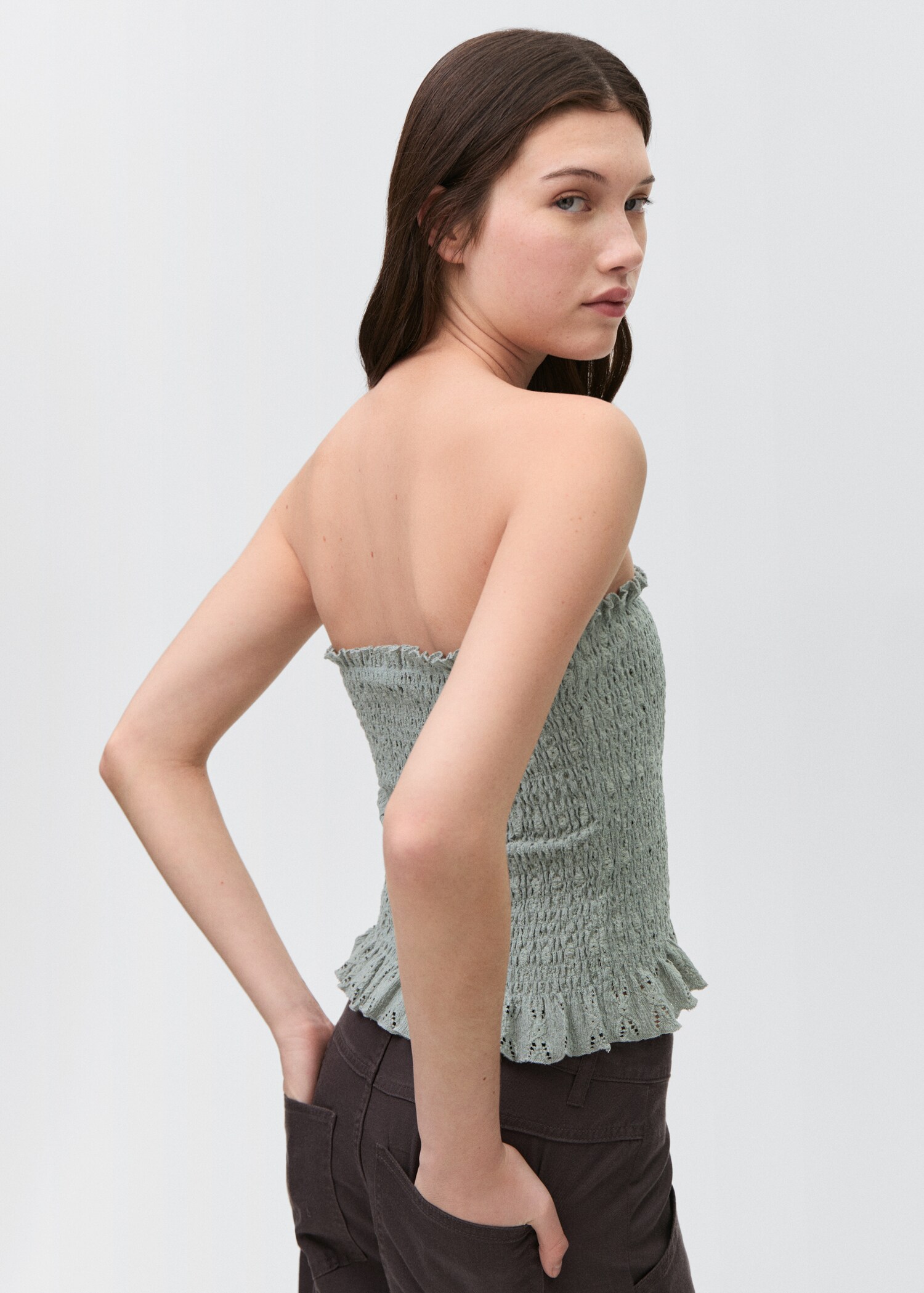 Ruched strapless top - Reverse of the article