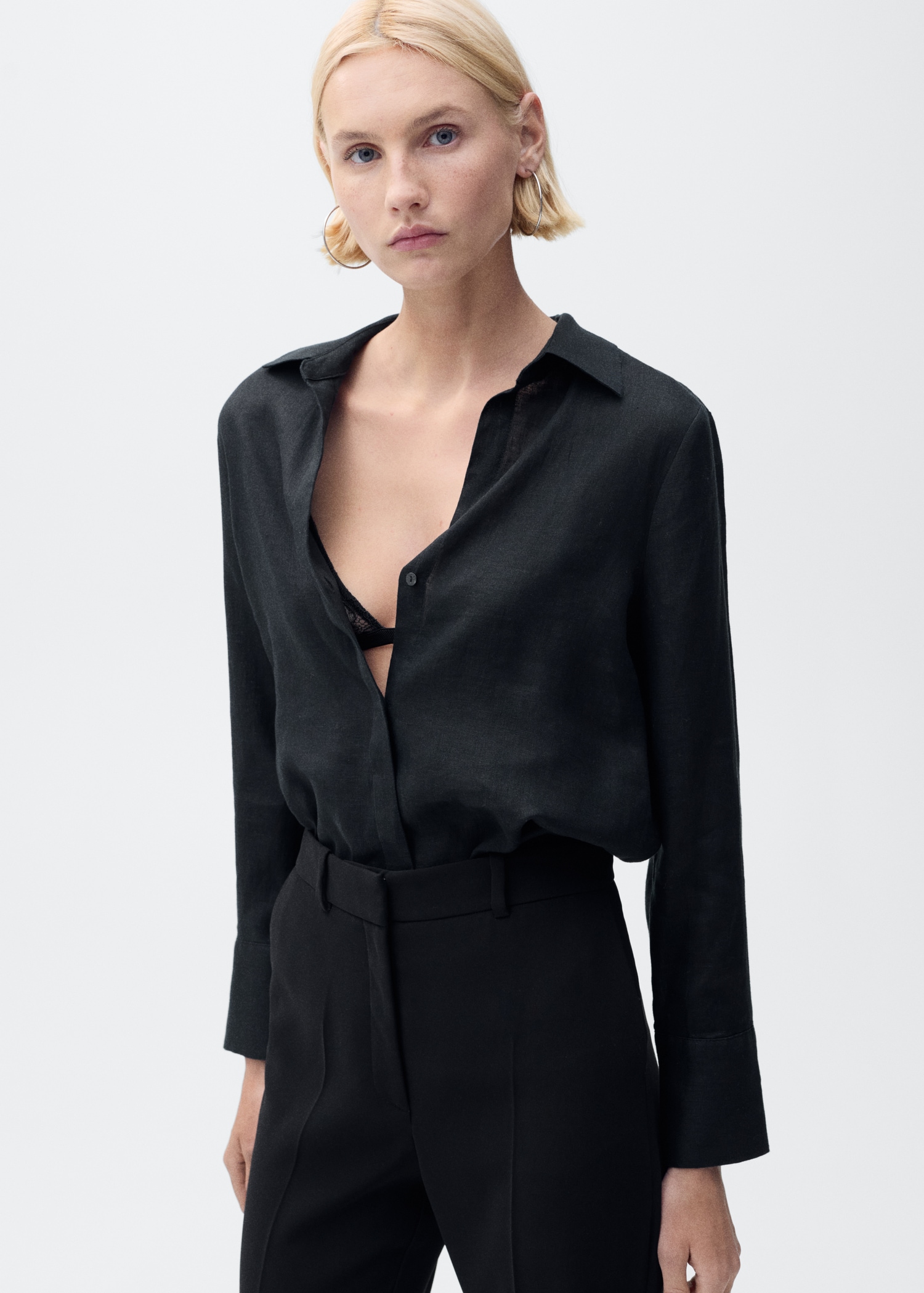 Misto Lino Camicia Lino Pull And Bear Camicie Maniche Corte Slim