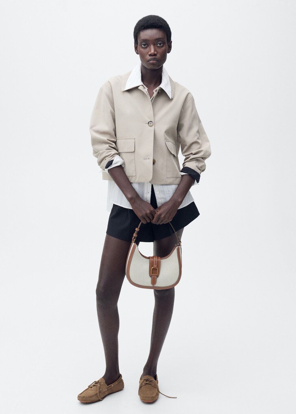 Contrast canvas shoulder bag | MANGO Japan