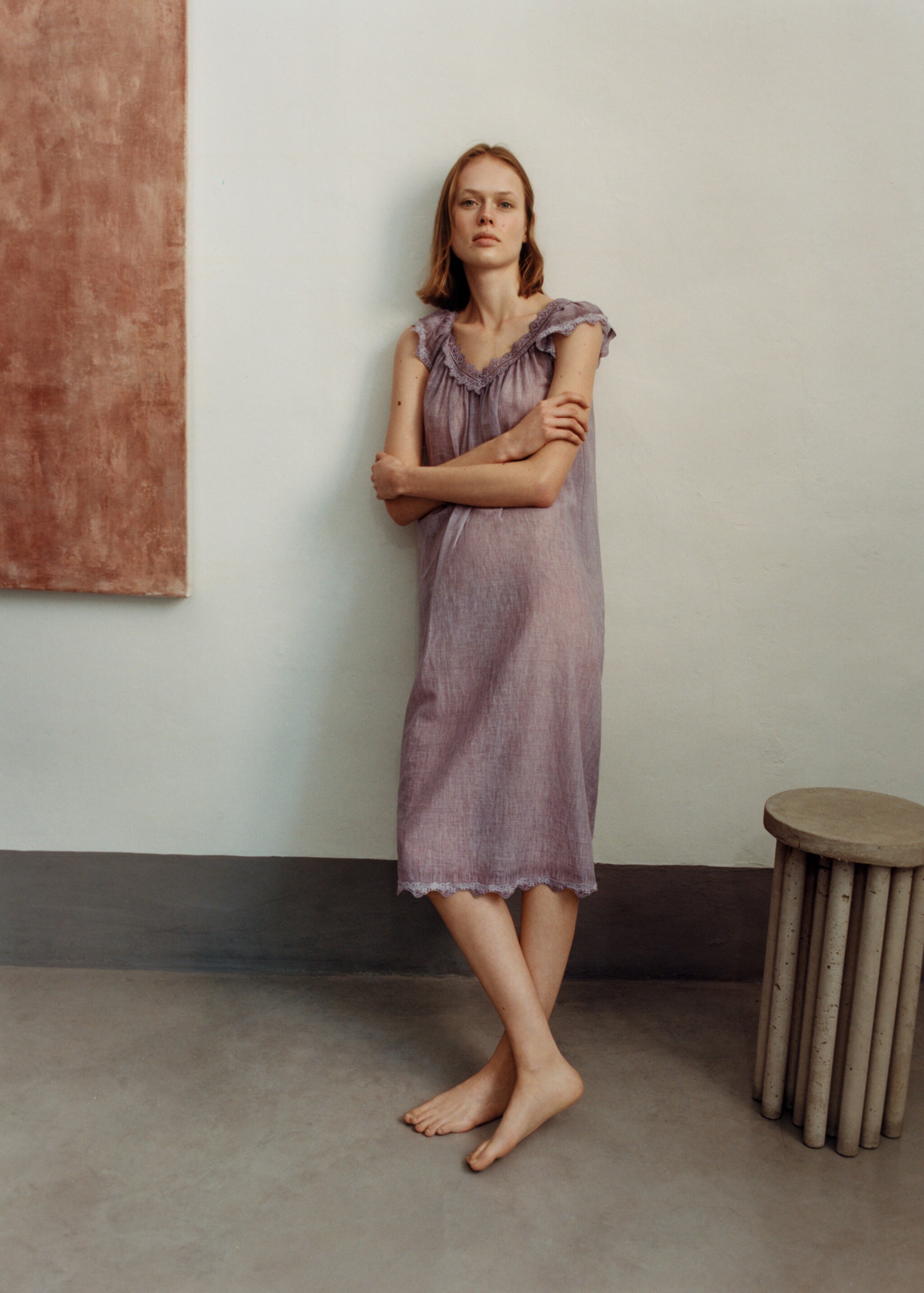 Overdyed lace cotton nightdress - Details of the article 7